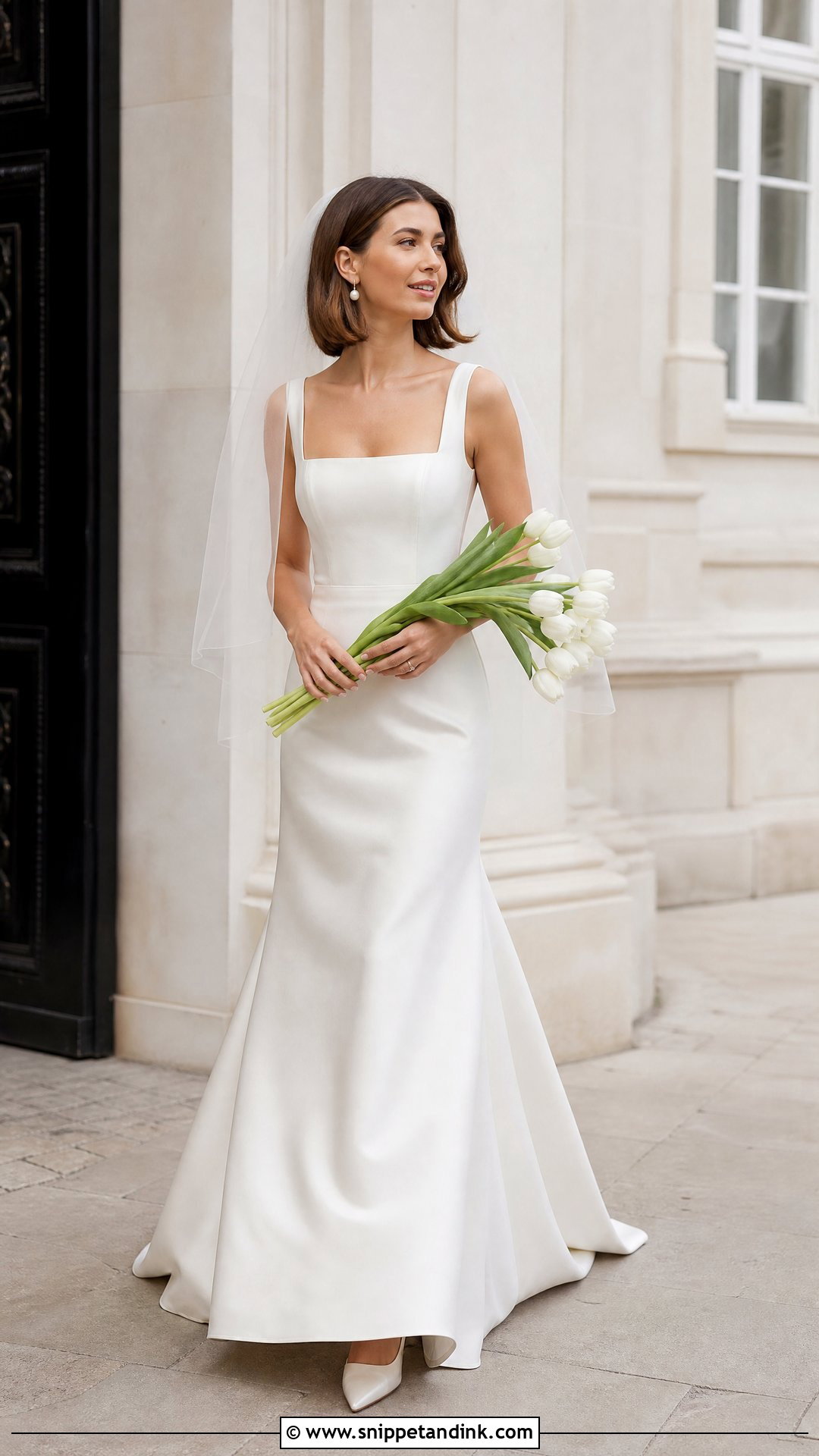 Off White Square Neck Satin Wedding Gown - Snippet and Ink - 20 Off White Wedding Gown Ideas