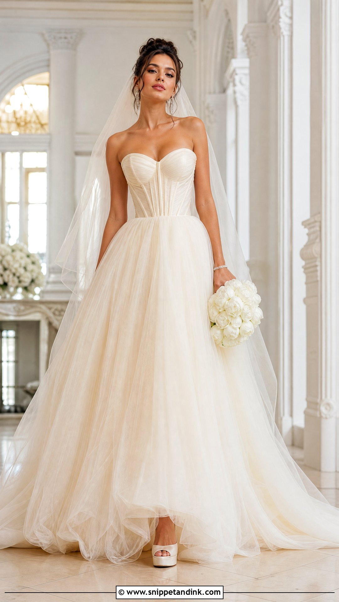 Off White Strapless Ball Gown Bridal Dress - Snippet and Ink - 20 Off White Bridal Dress Ideas