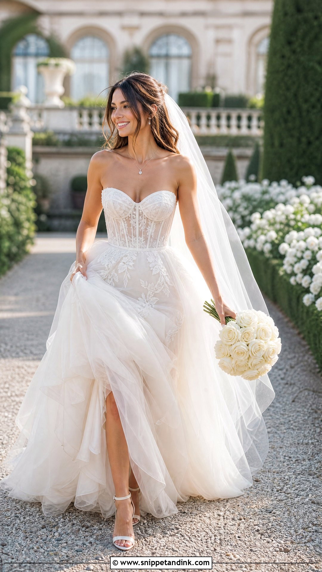 Off White Strapless Tulle Wedding Gown - Snippet and Ink - 20 Off White Wedding Gown Ideas
