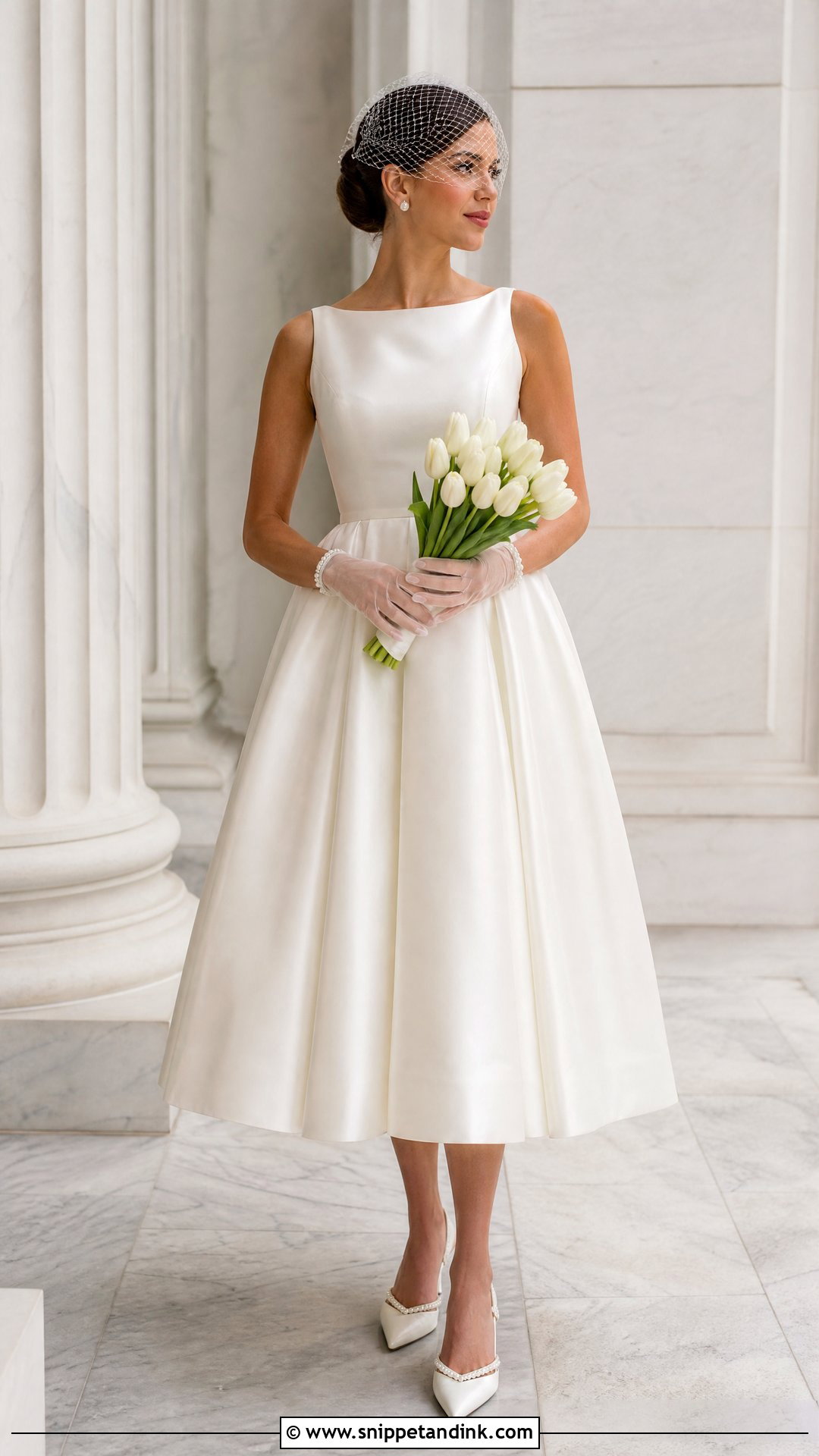 Off White Tea Length Bridal Dress - Snippet and Ink - 20 Off White Bridal Dress Ideas