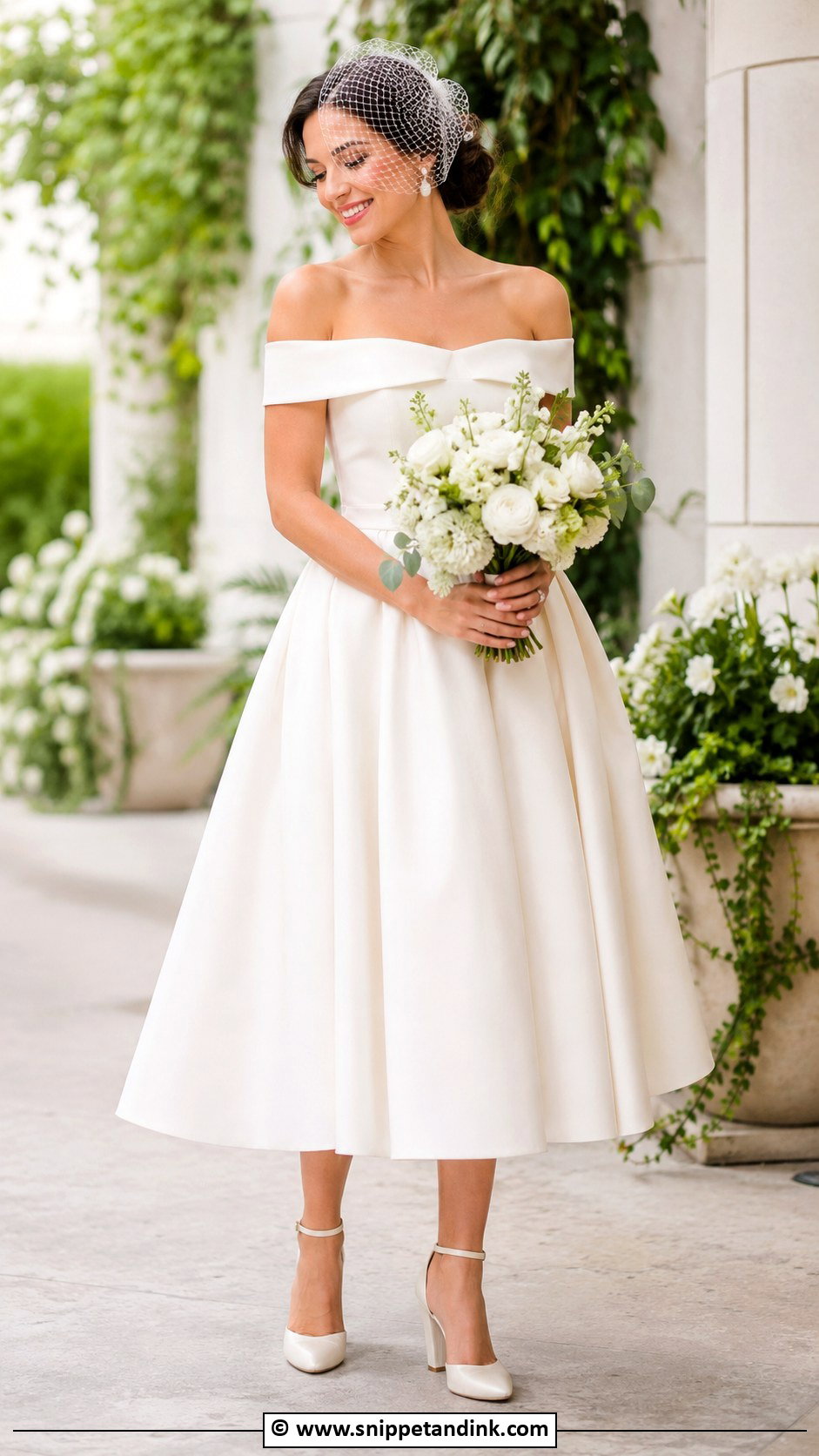 Off White Tea Length Wedding Dress - Snippet and Ink - 30 Off White Wedding Dress Ideas