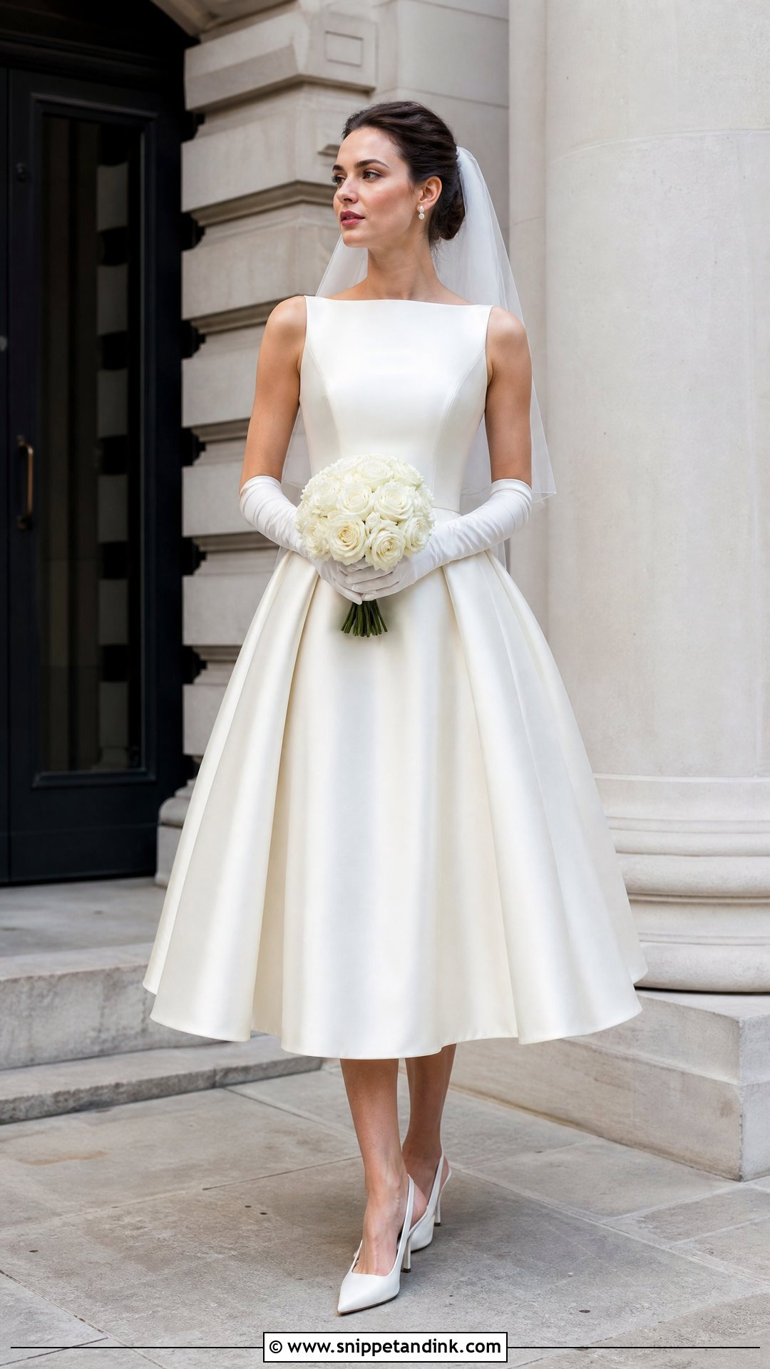 Off White Tea Length Wedding Gown - Snippet and Ink - 20 Off White Wedding Gown Ideas