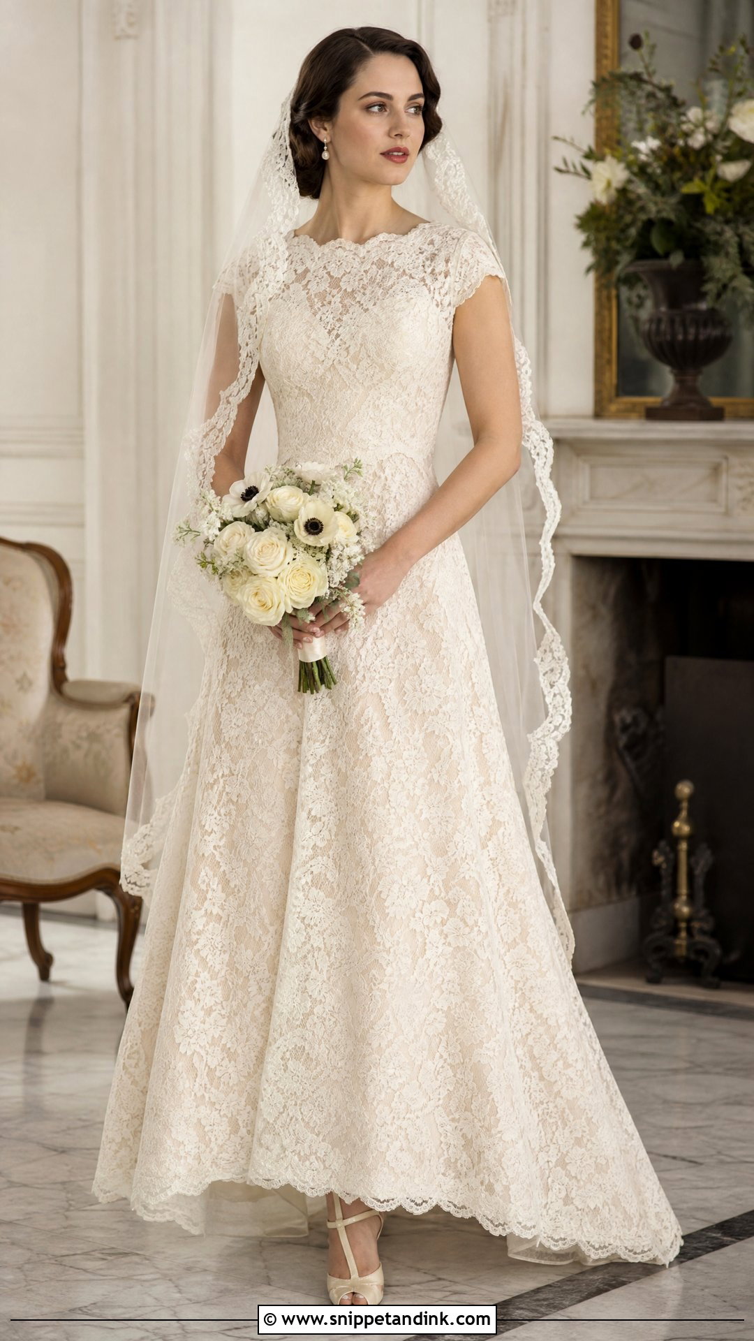 Off White Vintage Lace Bridal Dress - Snippet and Ink - 20 Off White Bridal Dress Ideas