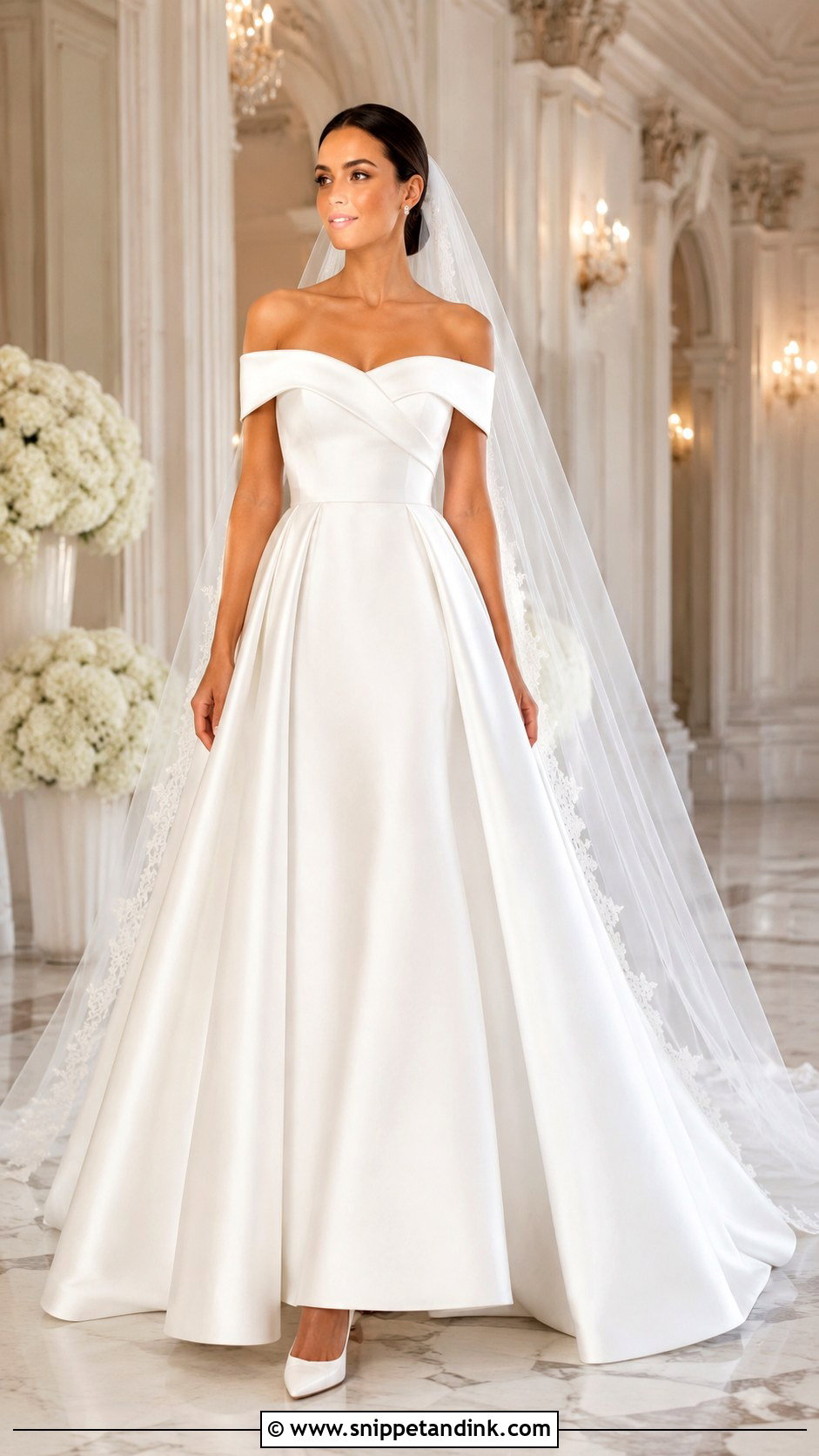 Off the Shoulder A Line Wedding Dress - Snippet and Ink - 20 Align Wedding Dress Ideas
