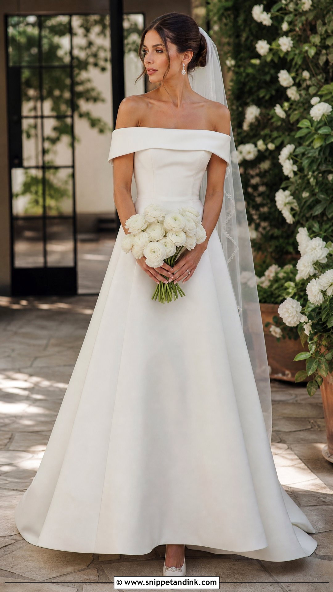 Off the Shoulder A Line Wedding Dress - Snippet and Ink - 20 Simple Aline Wedding Dress Ideas