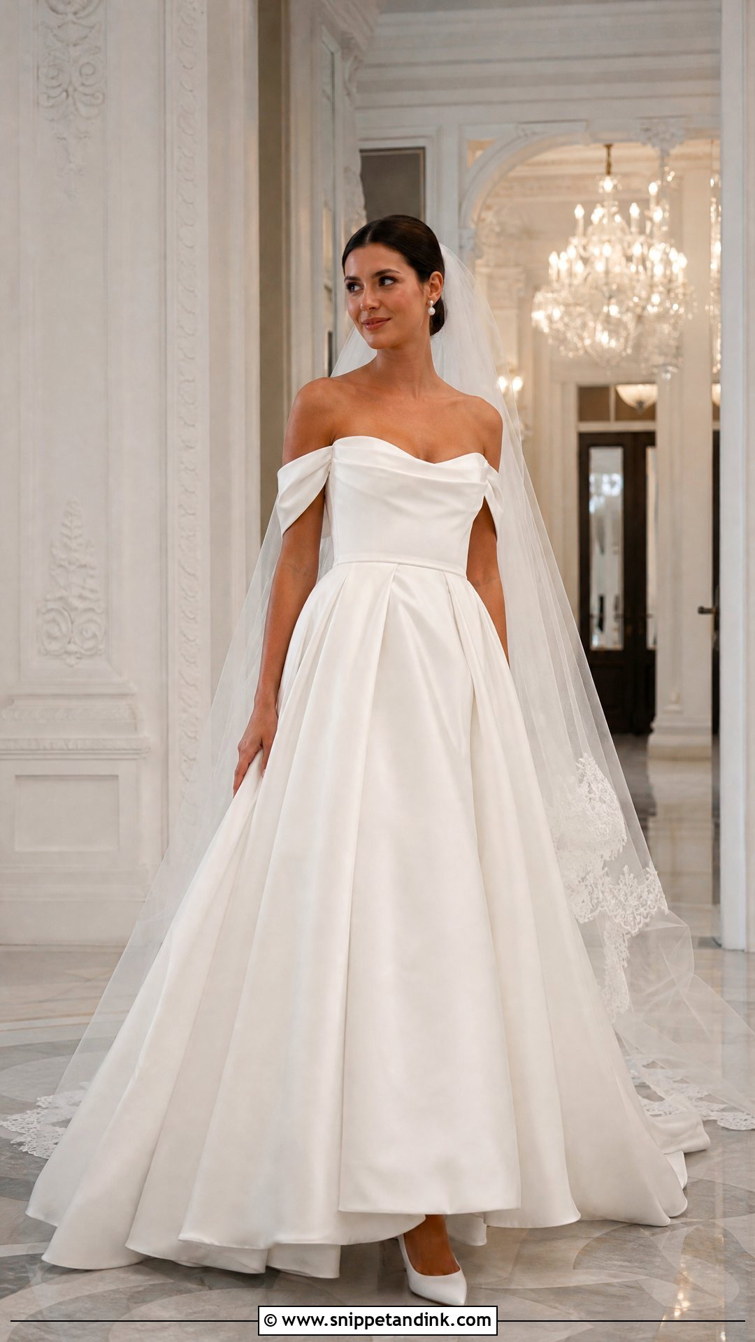 Off the Shoulder Ball Gown Wedding Dress - Snippet and Ink - 20 Wedding Dress for Small Bust Ideas
