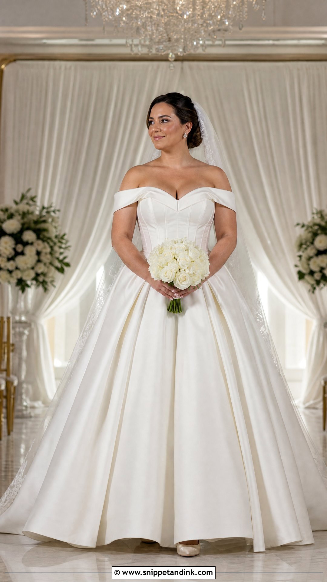 Off the Shoulder Ball Gown Wedding Dress - Snippet and Ink - 20 Wedding Dresses for Pear Shape