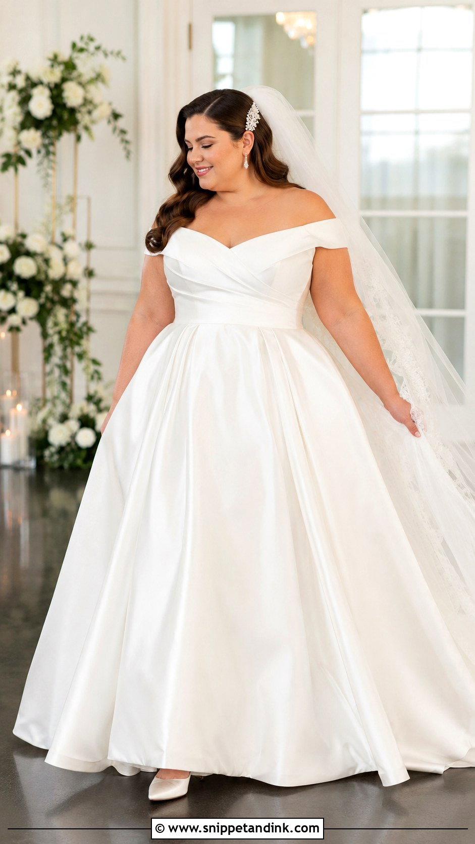Off the Shoulder Ball Gown Wedding Dress - Snippet and Ink - 20 Plus Wedding Dresses