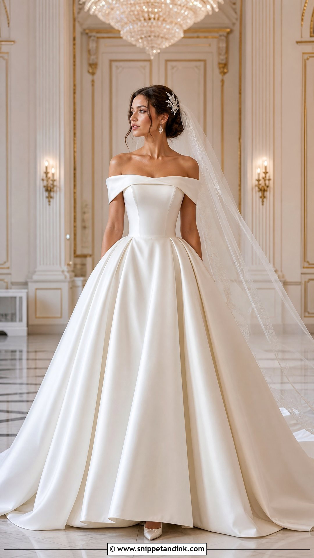 Off the Shoulder Ball Gown Wedding Dress - Snippet and Ink - 20 Small Bust Wedding Dress Ideas