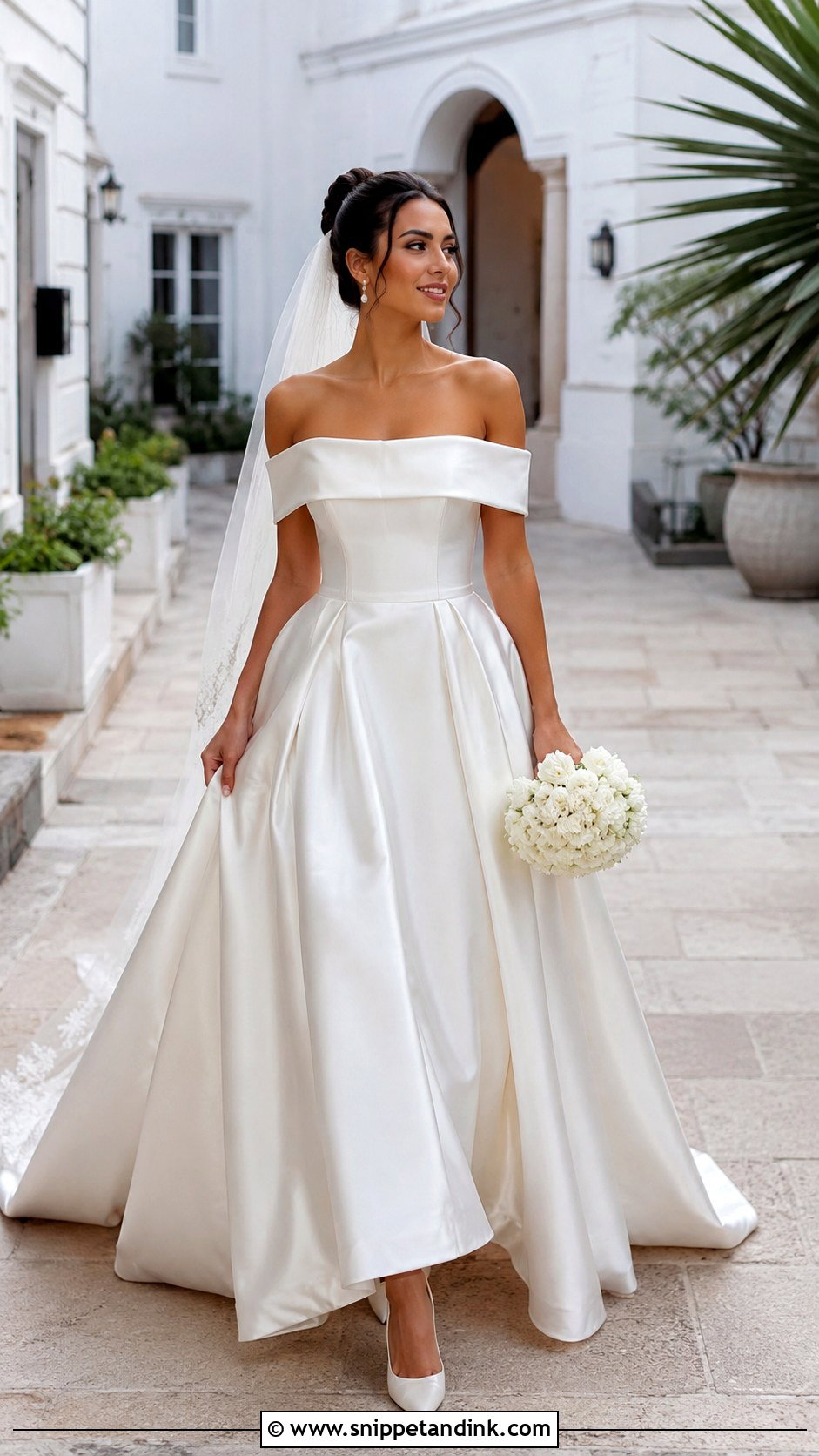 Off the Shoulder Bridal Dress - Snippet and Ink - 20 Classic Bridal Dress Ideas
