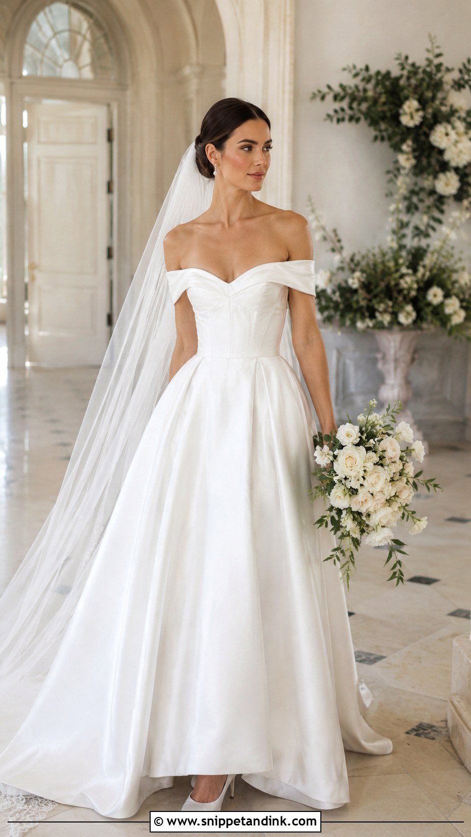 Off the Shoulder Corset Wedding Dress - Snippet and Ink - 20 Corset Style Wedding Dress Ideas