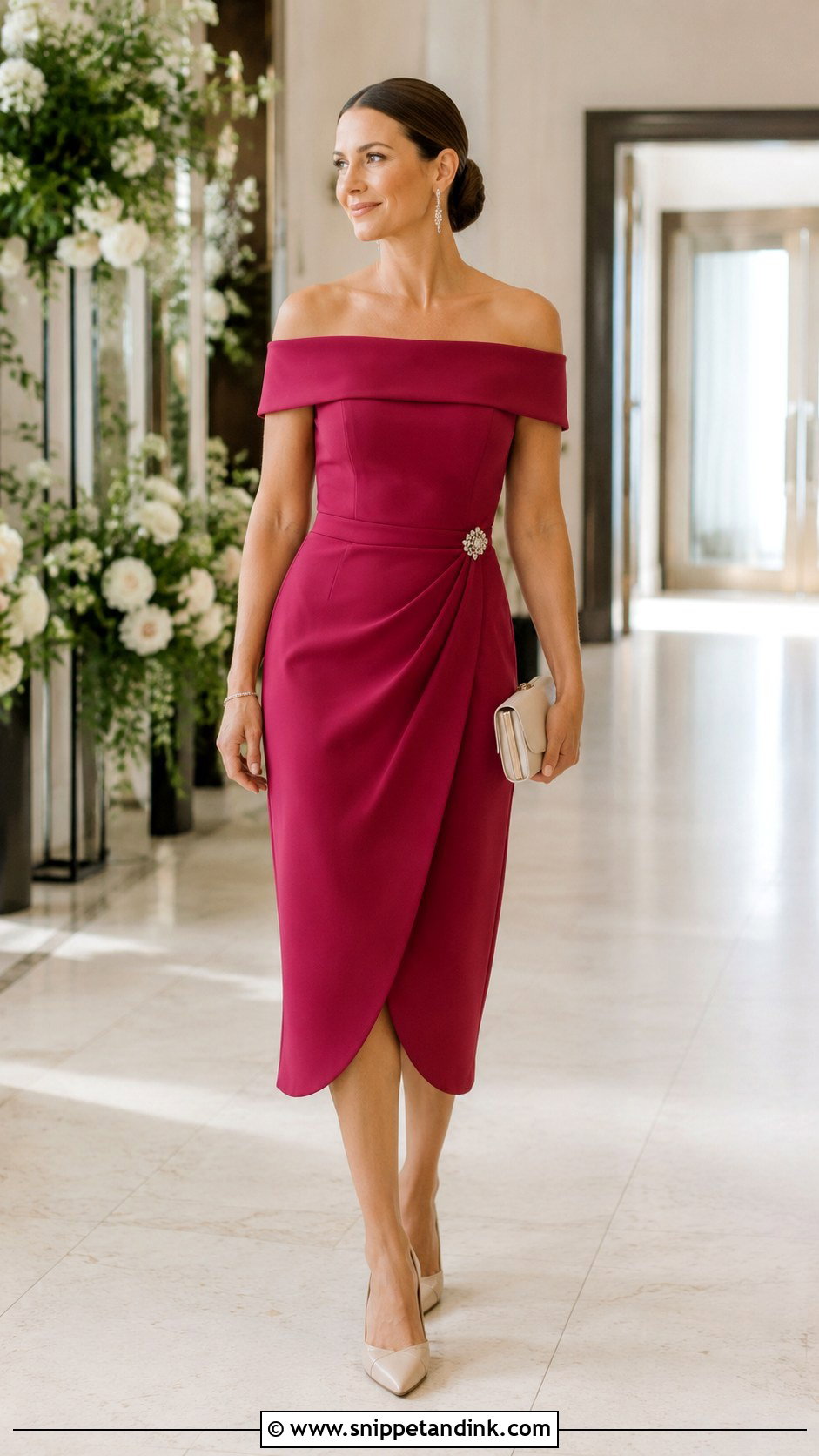Off the Shoulder Crepe Sister of the Bride Dress - Snippet and Ink - 20 Dress Sister of the Bride Ideas