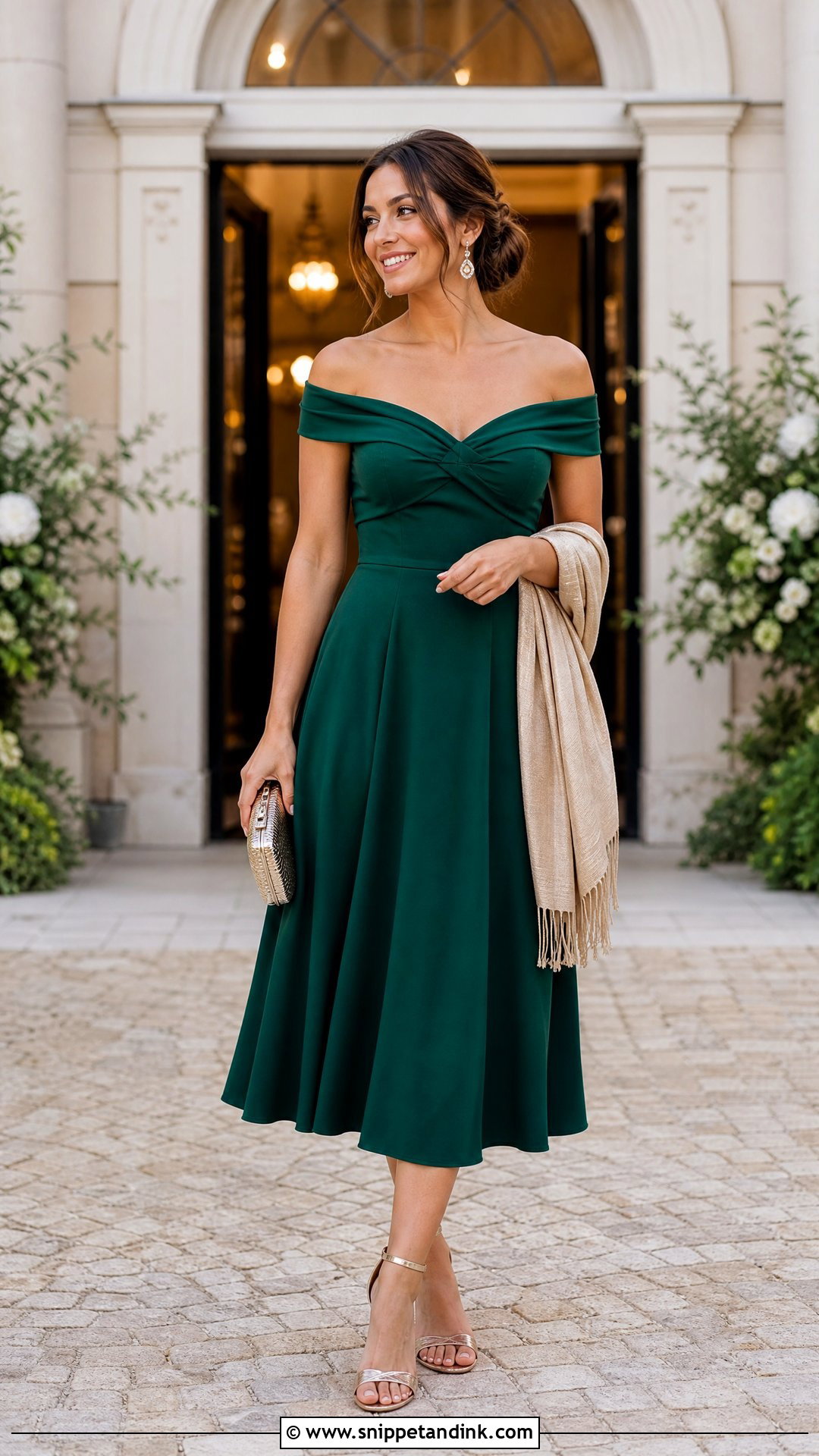Off the Shoulder Dress for a Spring Wedding - Snippet and Ink - 20 Spring Wedding Attire Ideas