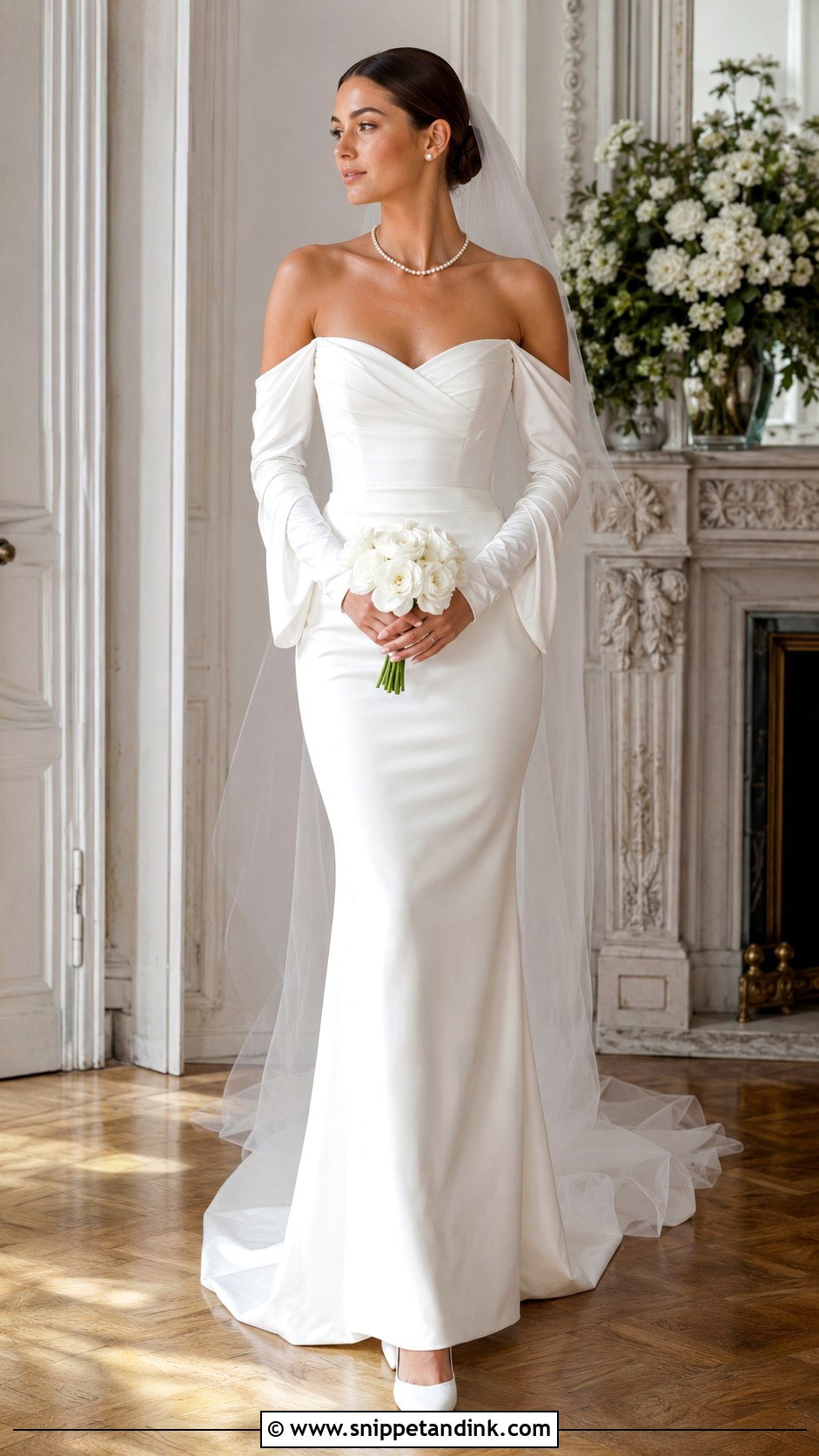 Off the Shoulder Fitted Wedding Dress With Sleeves - Snippet and Ink - 20 Fitted Wedding Dress with Sleeves