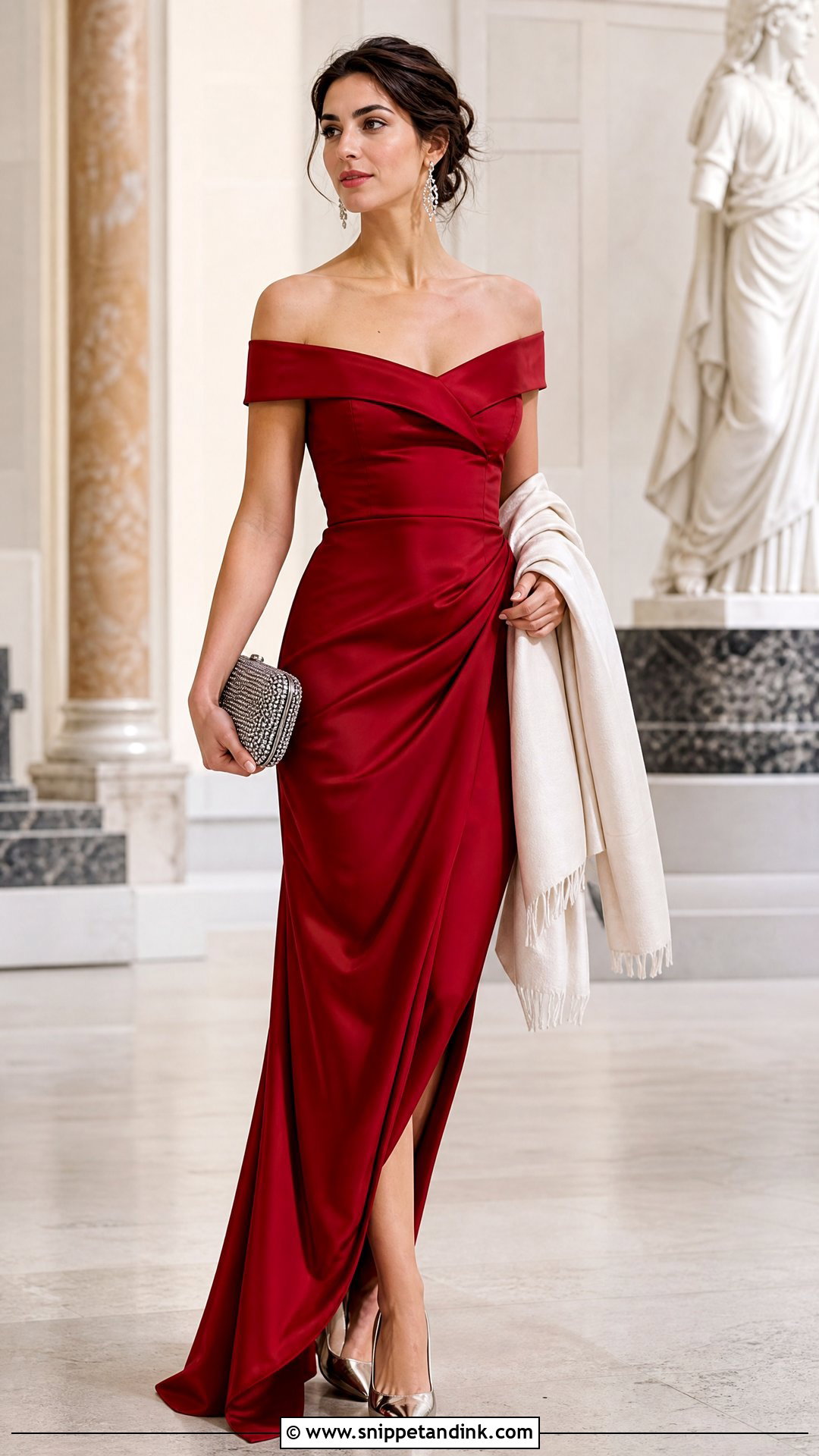 Off the Shoulder Gown for a Black Tie Wedding - Snippet and Ink - 20 What to Wear to a Black Tie Wedding Ideas