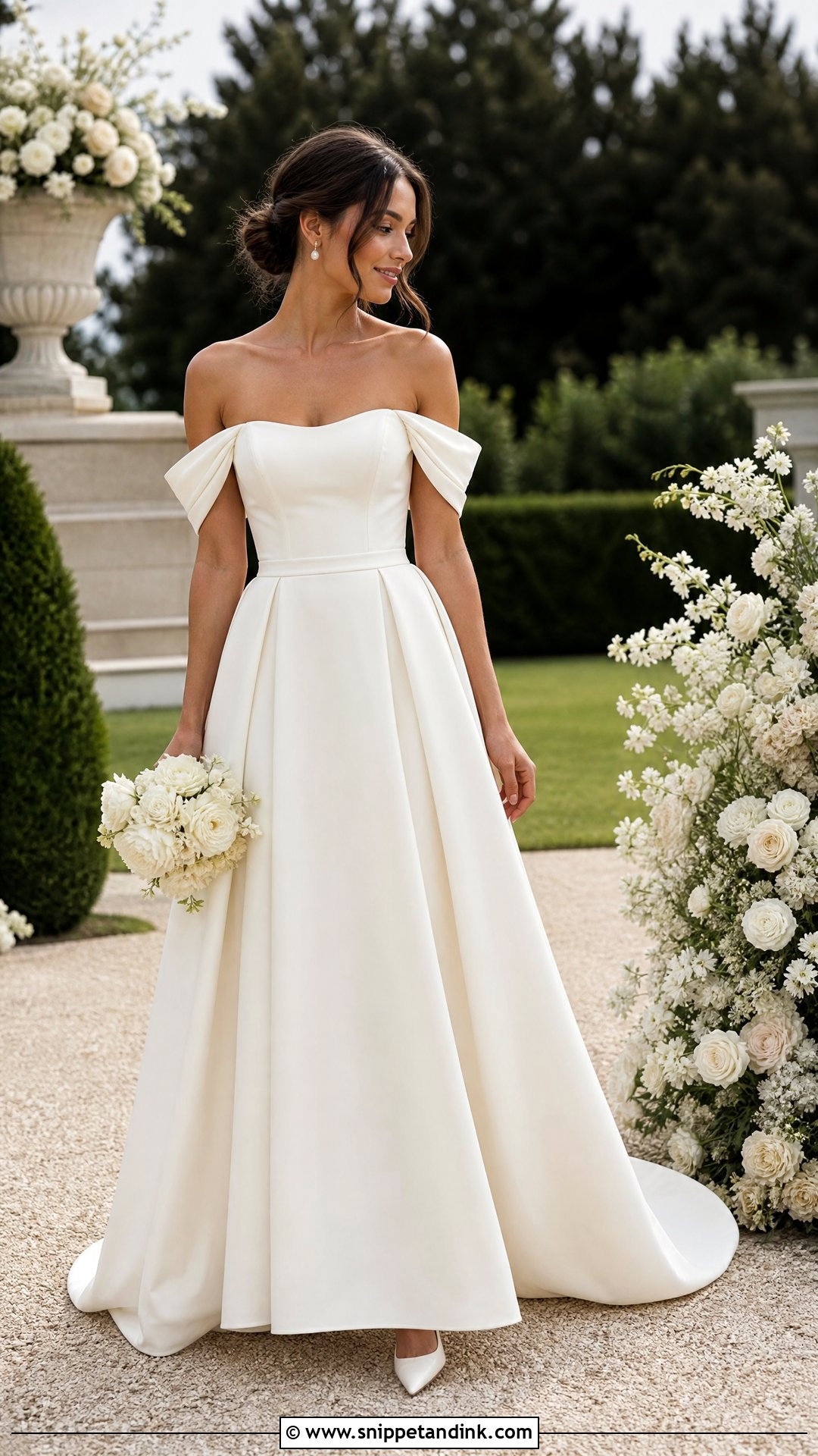 Off the Shoulder Greek Style Wedding Dress - Snippet and Ink - 25 Greek Style Wedding Dress Ideas