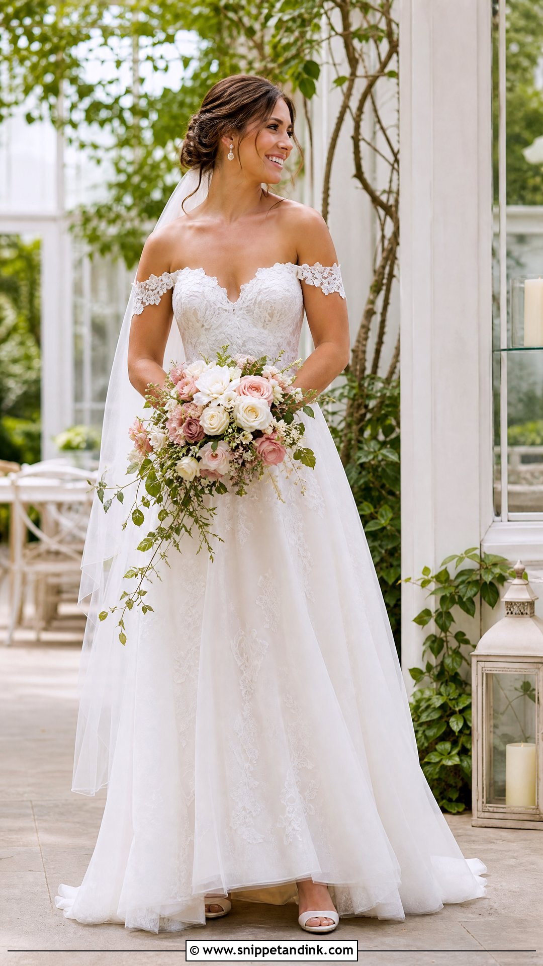 Off the Shoulder Lace Wedding Dress - Snippet and Ink - 20 Wedding Lace Styles
