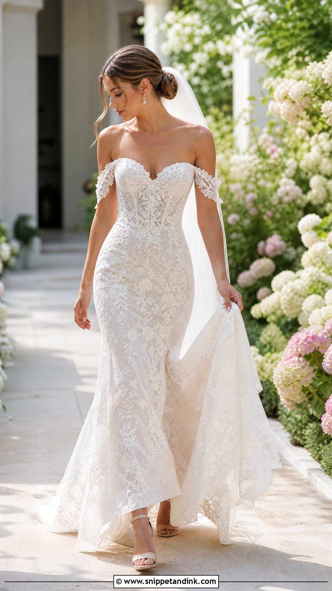 Off the Shoulder Lace Wedding Dress - Snippet and Ink - 20 Wedding Dresses with Lace