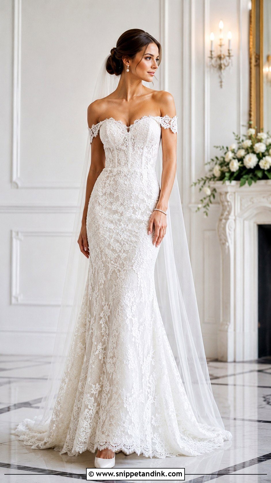 Off the Shoulder Lace Wedding Dress - Snippet and Ink - 20 Beautiful Lace Styles for Wedding