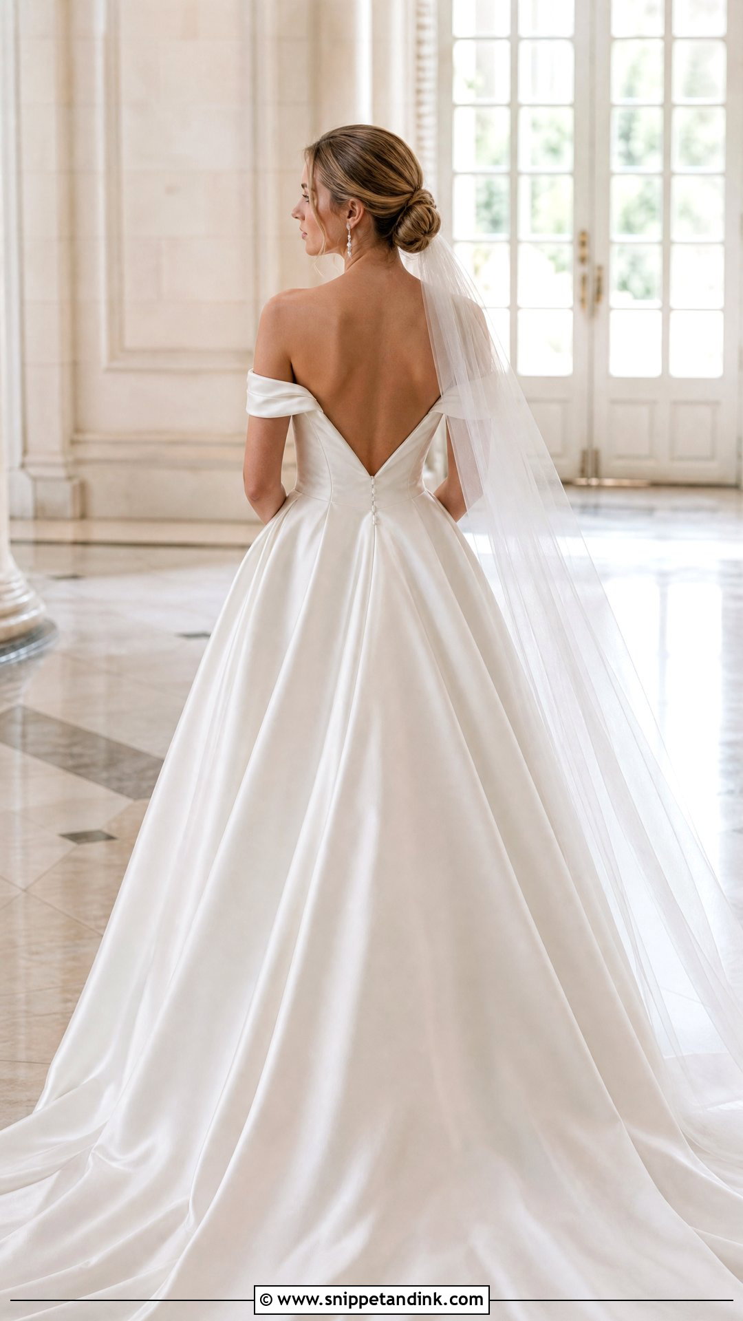 Off the Shoulder Low Back Wedding Dress - Snippet and Ink - 25 Back of Wedding Dress Ideas