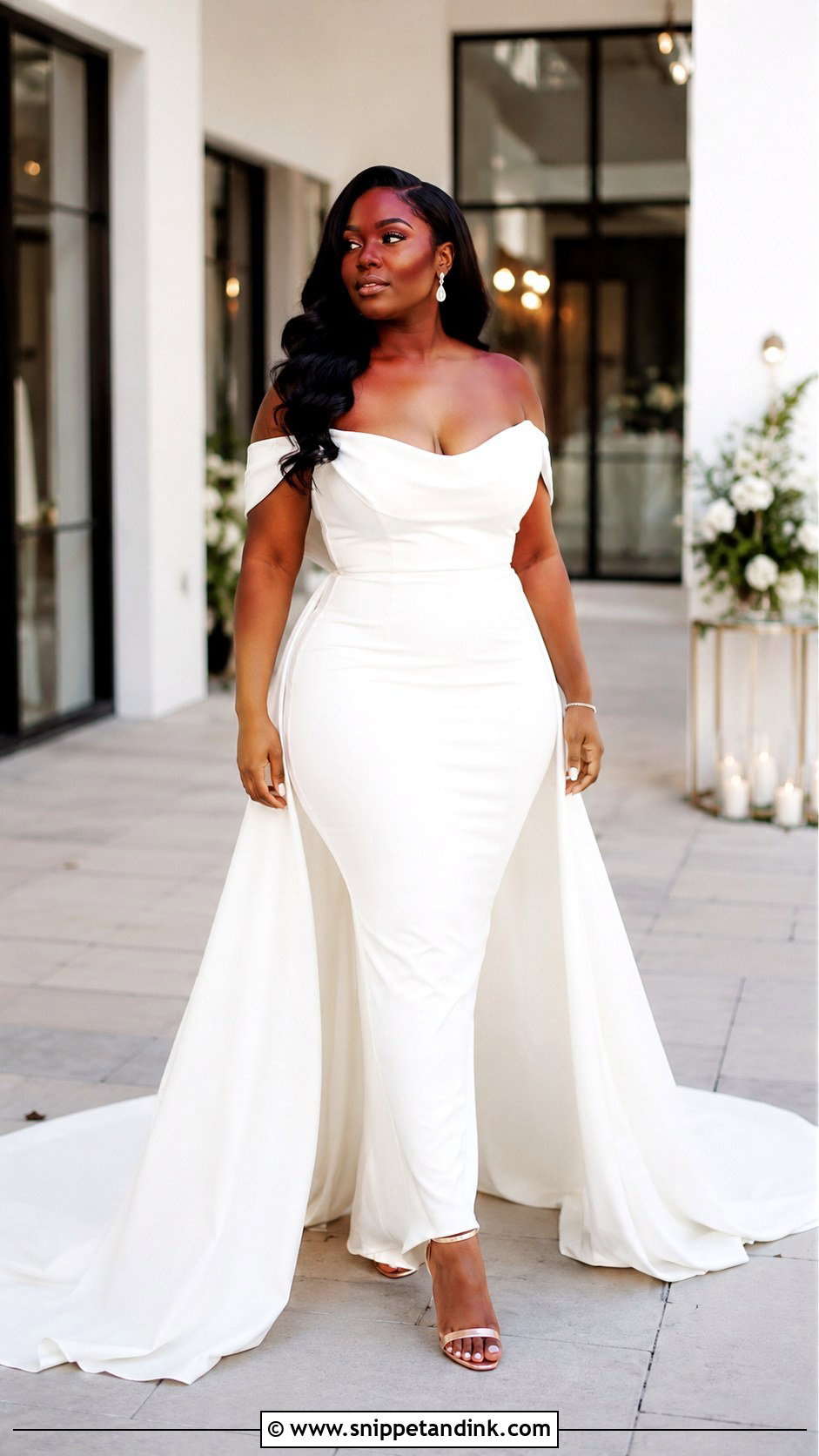 Off the Shoulder Mermaid Wedding Dress - Snippet and Ink - 20 Black Bride Wedding Dress Ideas