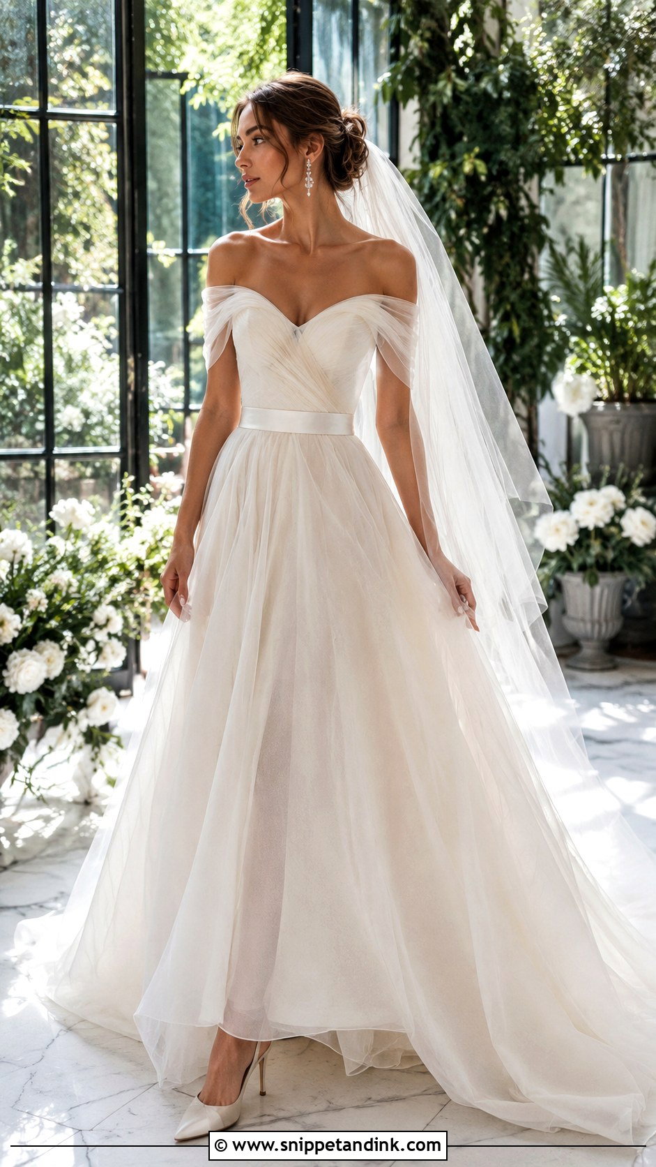 Off the Shoulder Organza Fairy Wedding Dress - Snippet and Ink - 20 Ethereal Fairy Wedding Dress Ideas