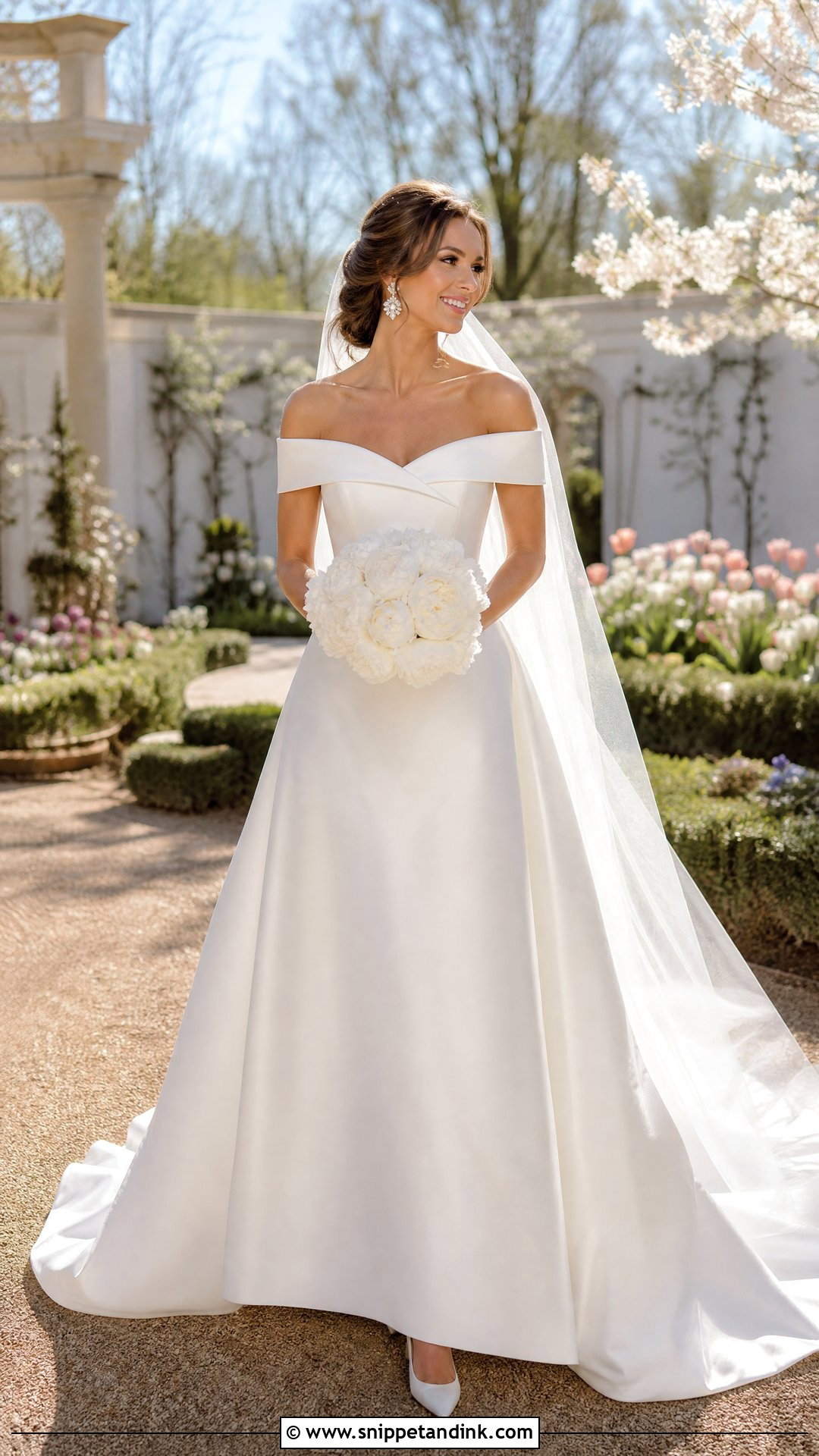 Off the Shoulder Satin Wedding Dress - Snippet and Ink - 20 Stain Wedding Dress Ideas