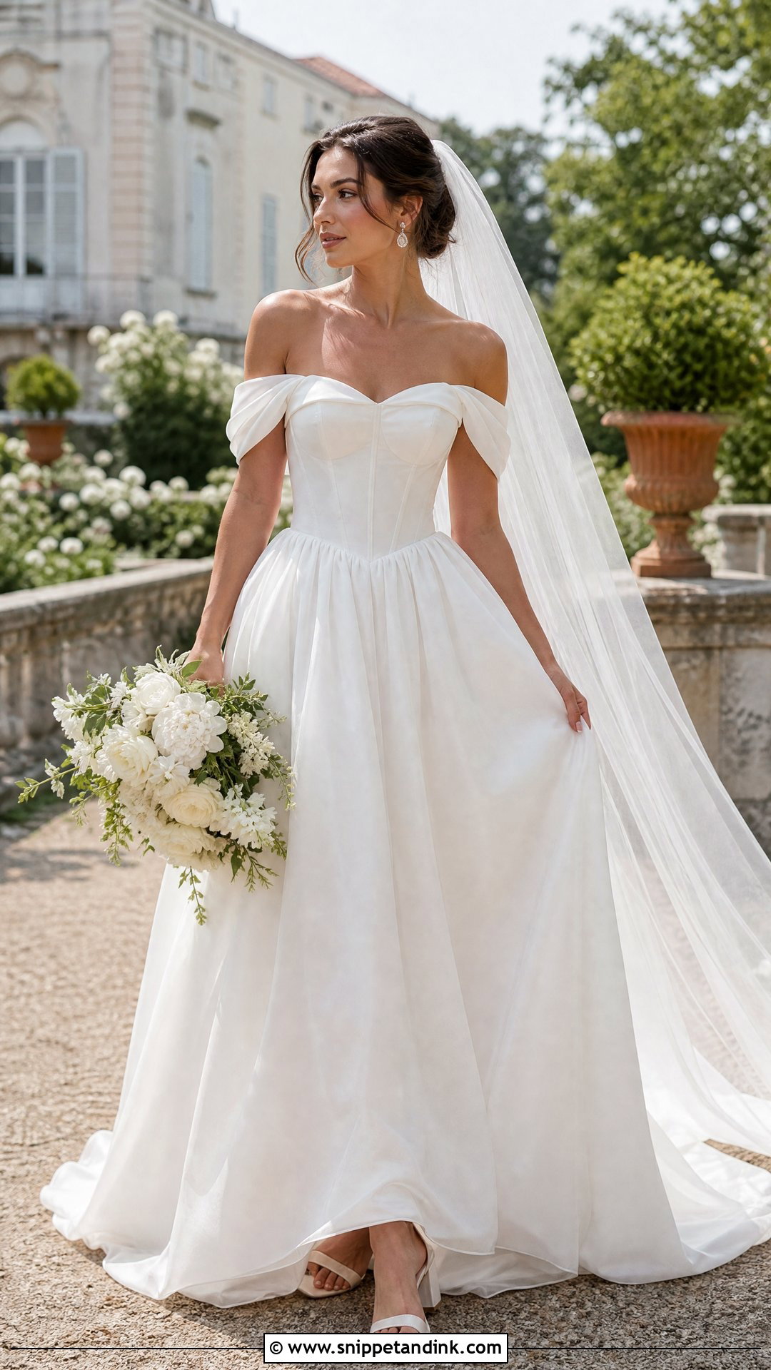 Off the Shoulder Silk Organza Wedding Dress - Snippet and Ink - 20 Silk Organza Wedding Dress Ideas