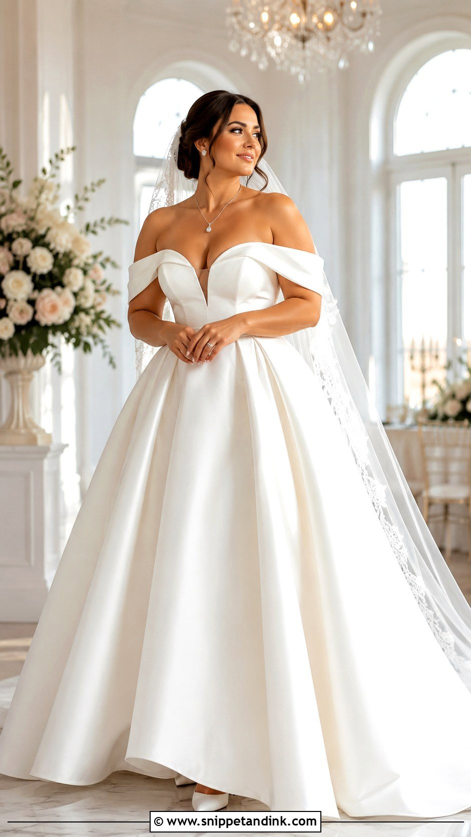 Off the Shoulder Sleeve Ball Gown - Snippet and Ink - 20 Curvy Wedding Dress Sleeves