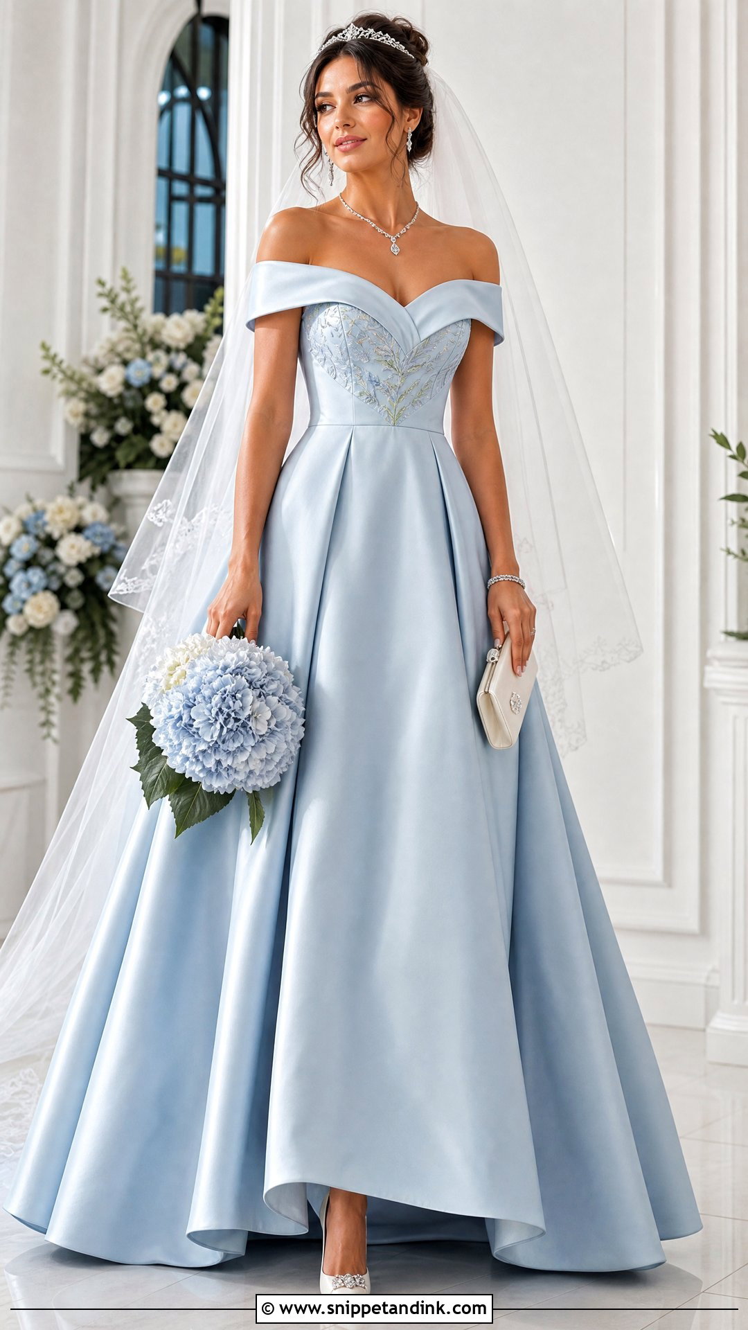 Off the Shoulder Stitch Wedding Dress - Snippet and Ink - 20 Stitch Wedding Dress Ideas