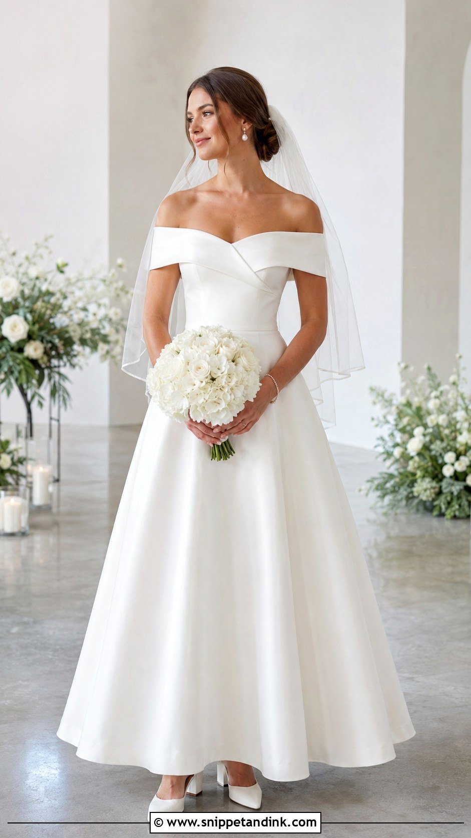 Off the Shoulder Wedding Dress - Snippet and Ink - 20 Budget Wedding Dress Ideas