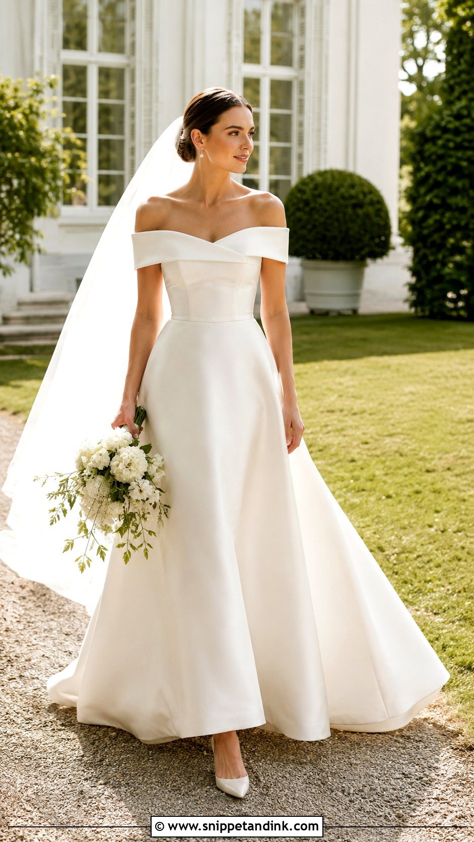 Off the Shoulder Wedding Dress - Snippet and Ink - 20 Classy Bride Dress Ideas