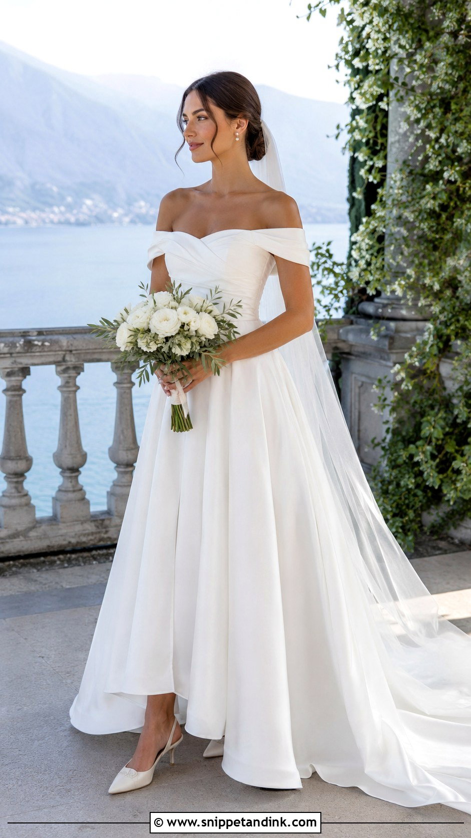 Off the Shoulder Wedding Dress - Snippet and Ink - 20 Italy Wedding Dresses
