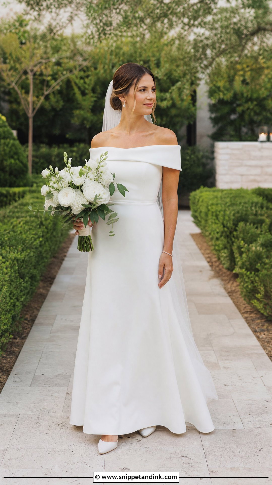 Off the Shoulder Wedding Dress - Snippet and Ink - 20 Simple Intimate Wedding Dress Ideas