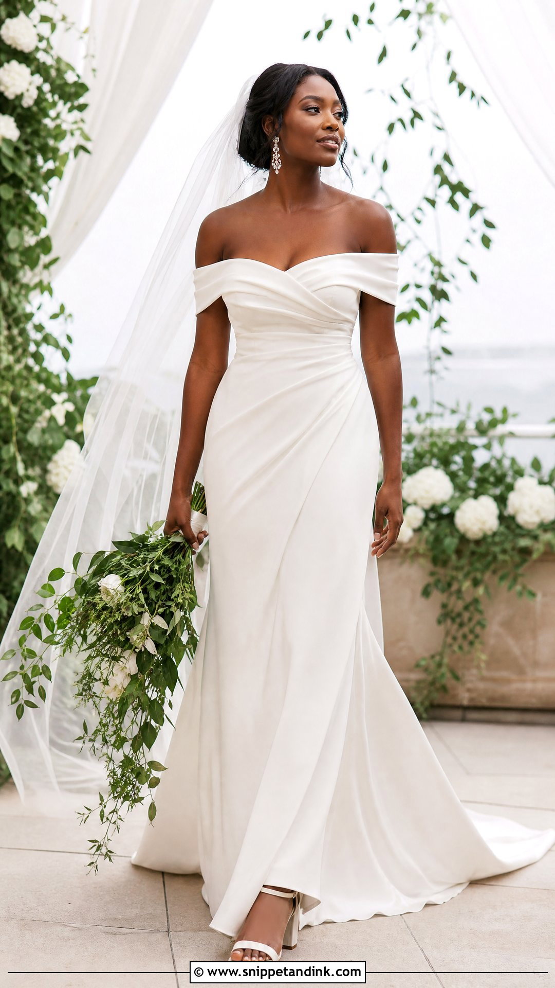 Off the Shoulder Wedding Dress - Snippet and Ink - 20 Wedding Dresses for Black Women