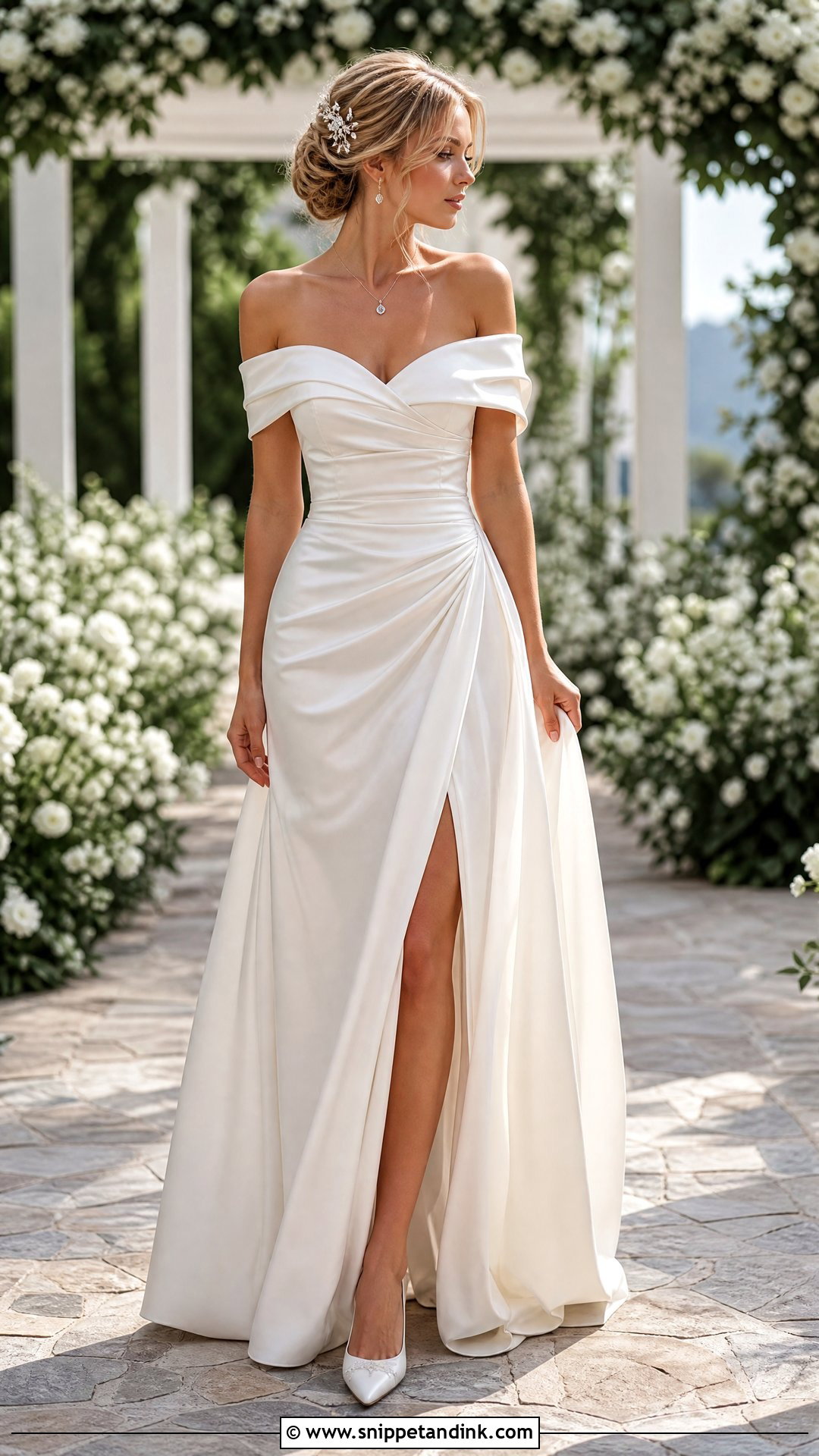 Off the Shoulder Wedding Dress - Snippet and Ink - 20 Weeding Dress 2023 Ideas