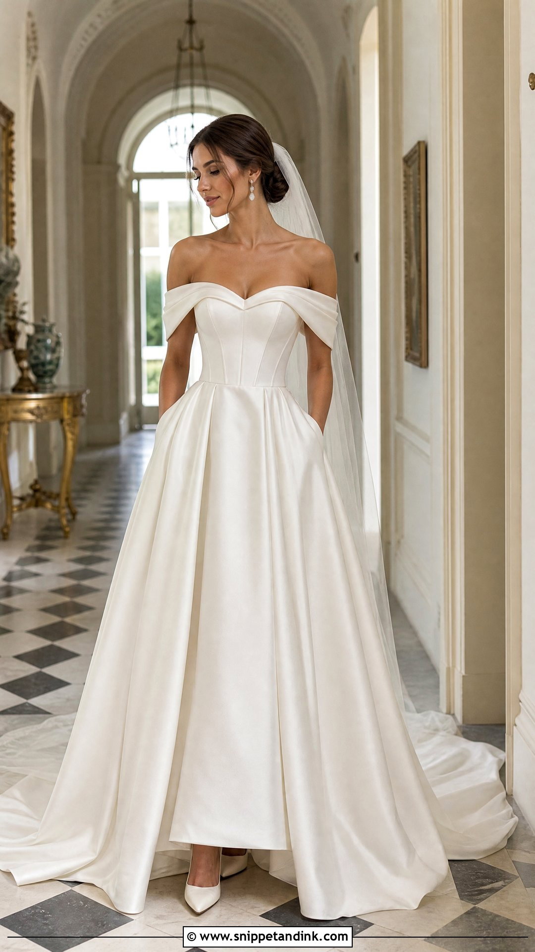 Off the Shoulder Wedding Dress With Pockets - Snippet and Ink - 20 Wedding Dresses with Pockets