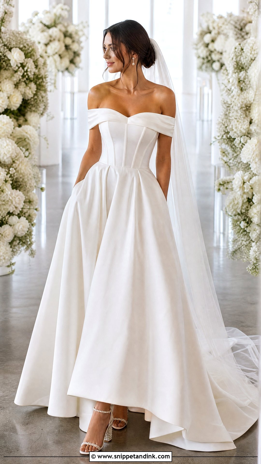 Off the Shoulder Wedding Dress with Boning - Snippet and Ink - 20 Wedding Dress with Boning Ideas