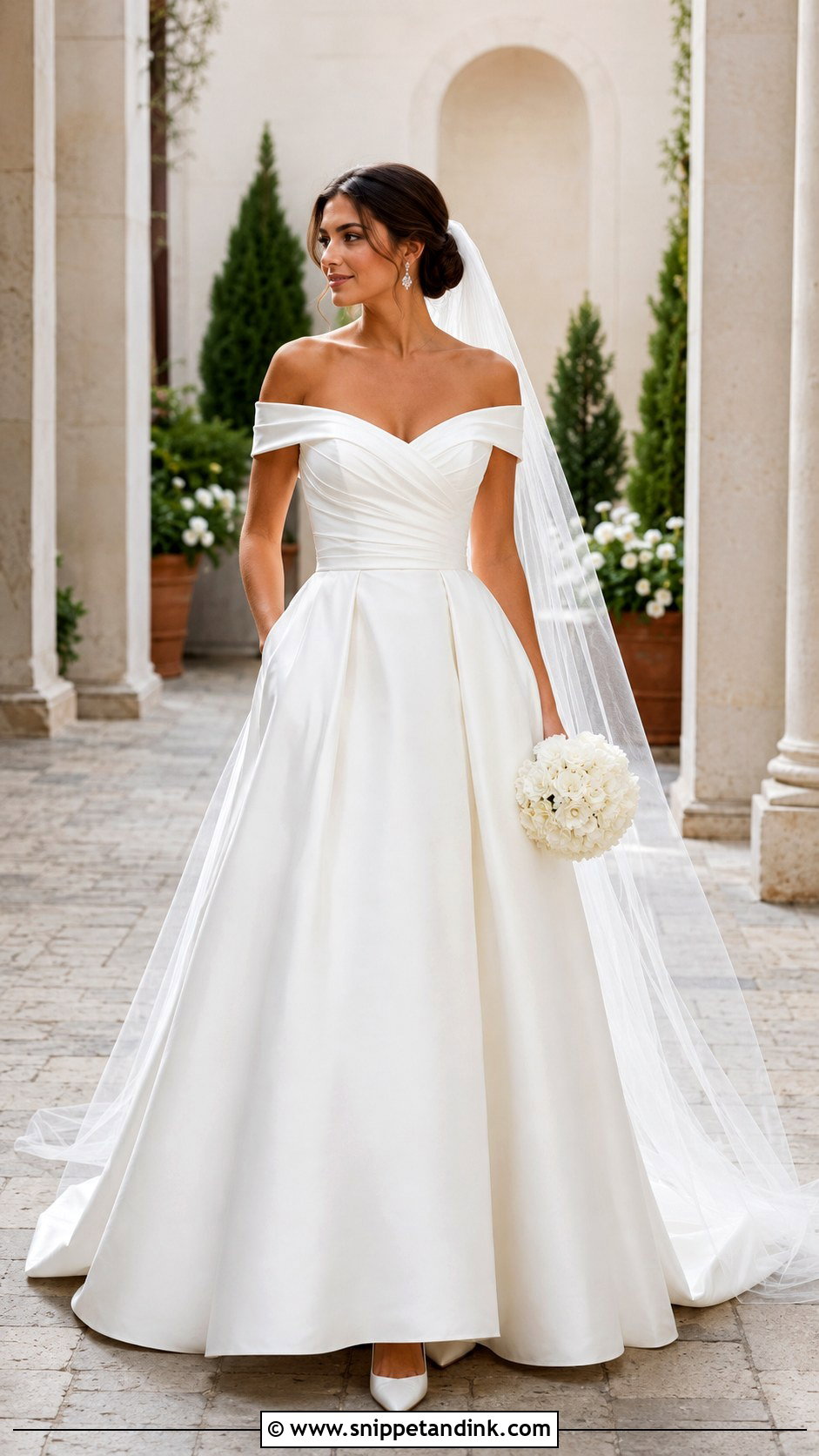 Off the Shoulder Wedding Dress with Pockets - Snippet and Ink - 20 Wedding Dress with Pockets Ideas