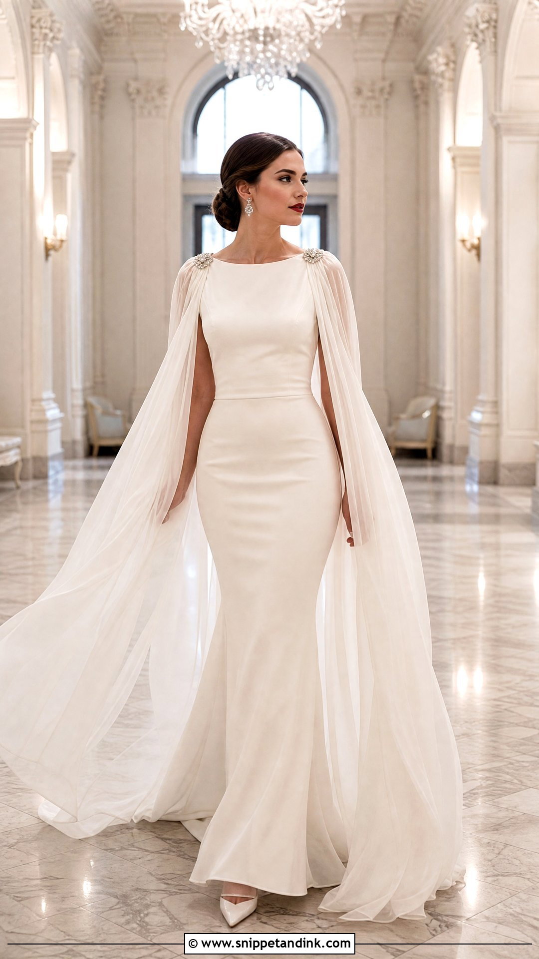 Old Hollywood Bride With Detachable Bridal Cape - Snippet and Ink - 20 Old Hollywood Bride Ideas