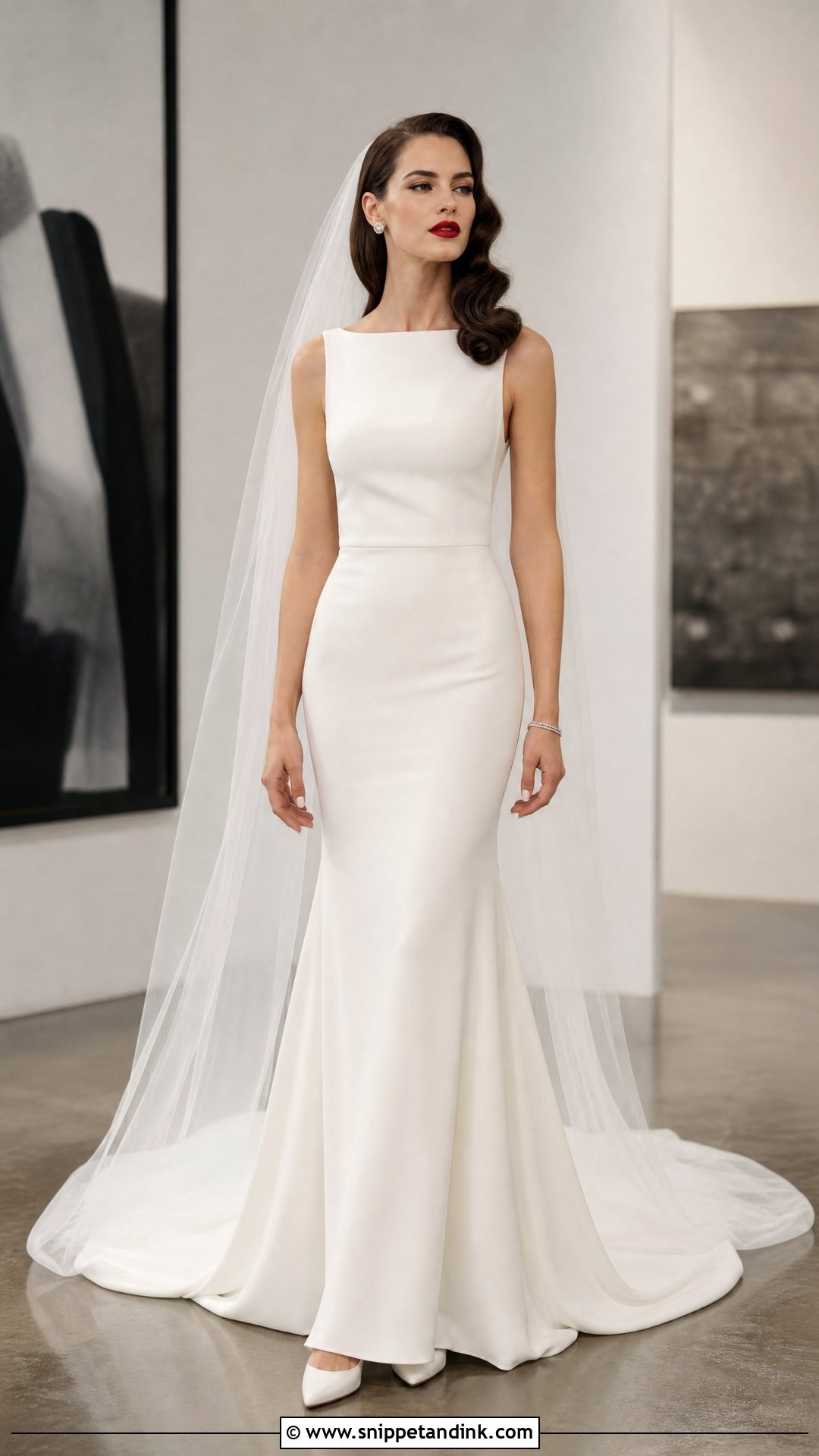 Old Hollywood Bride With Minimalist Crepe Gown - Snippet and Ink - 20 Old Hollywood Bride Ideas