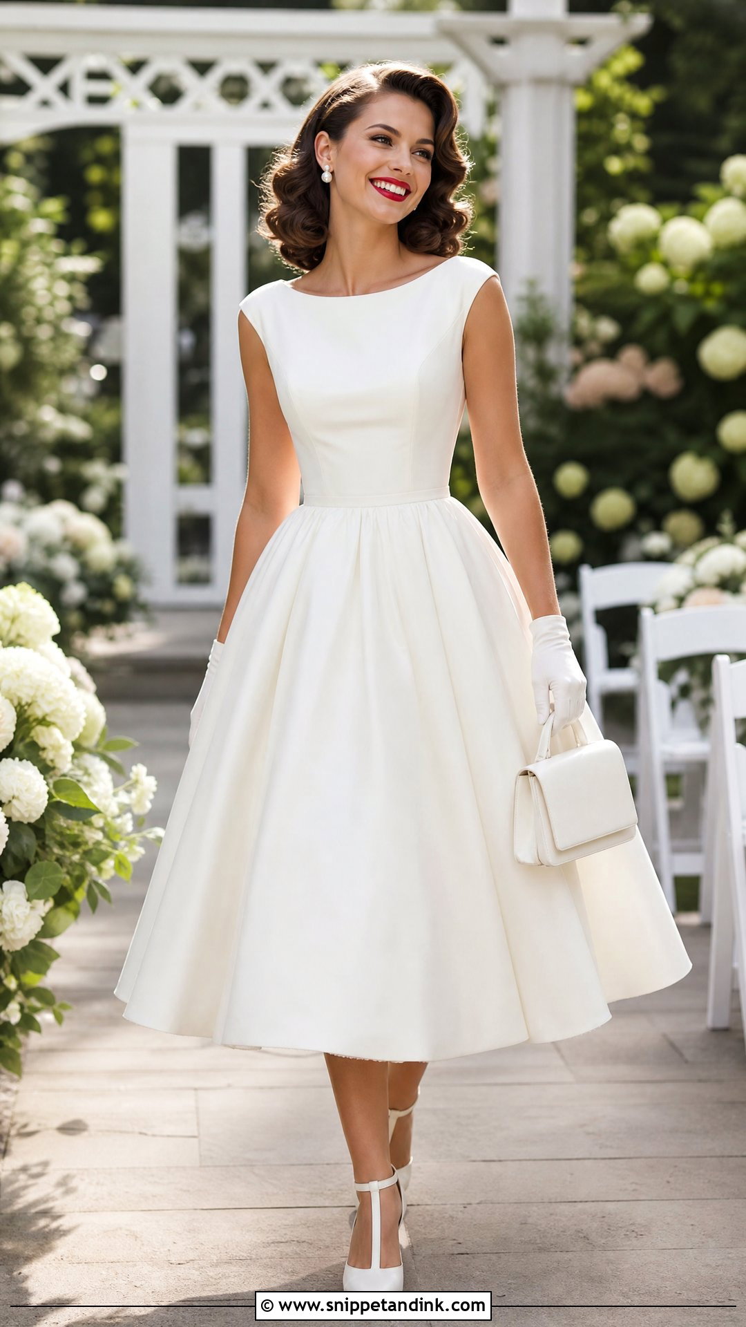 Old Hollywood Bride With Tea Length Wedding Dress - Snippet and Ink - 20 Old Hollywood Bride Ideas