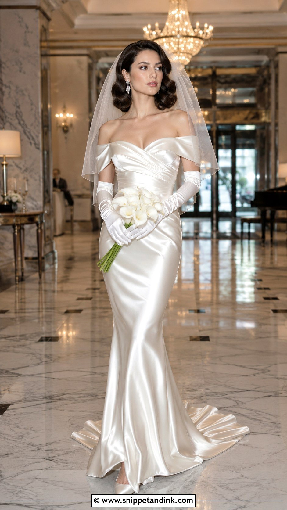 Old Hollywood Satin Mermaid Bridal Gown - Snippet and Ink - 20 Bridal Gown Aesthetic Ideas