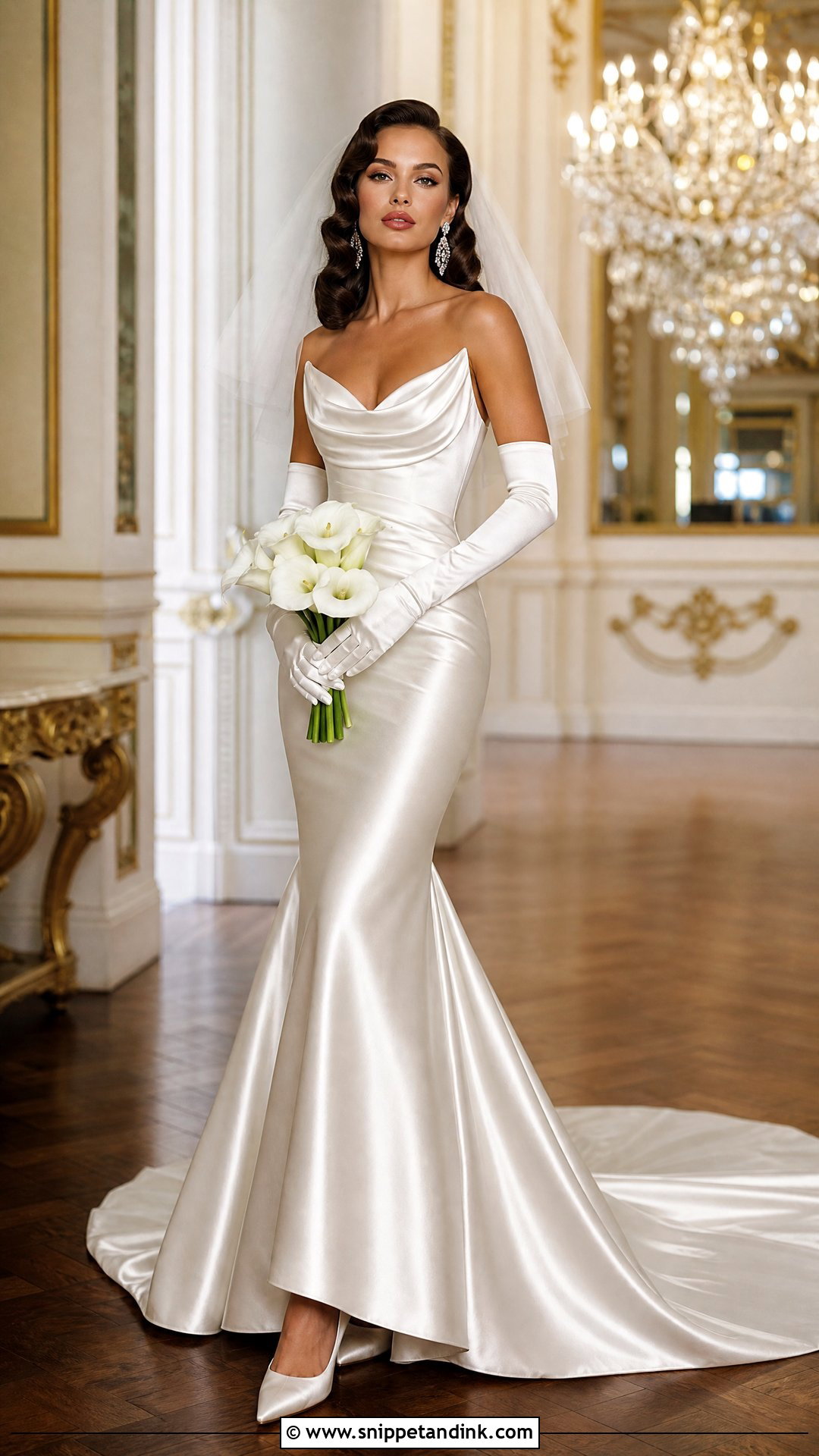 Old Hollywood Satin Vintage Mermaid Wedding Dress - Snippet and Ink - 20 Vintage Mermaid Wedding Dress Ideas