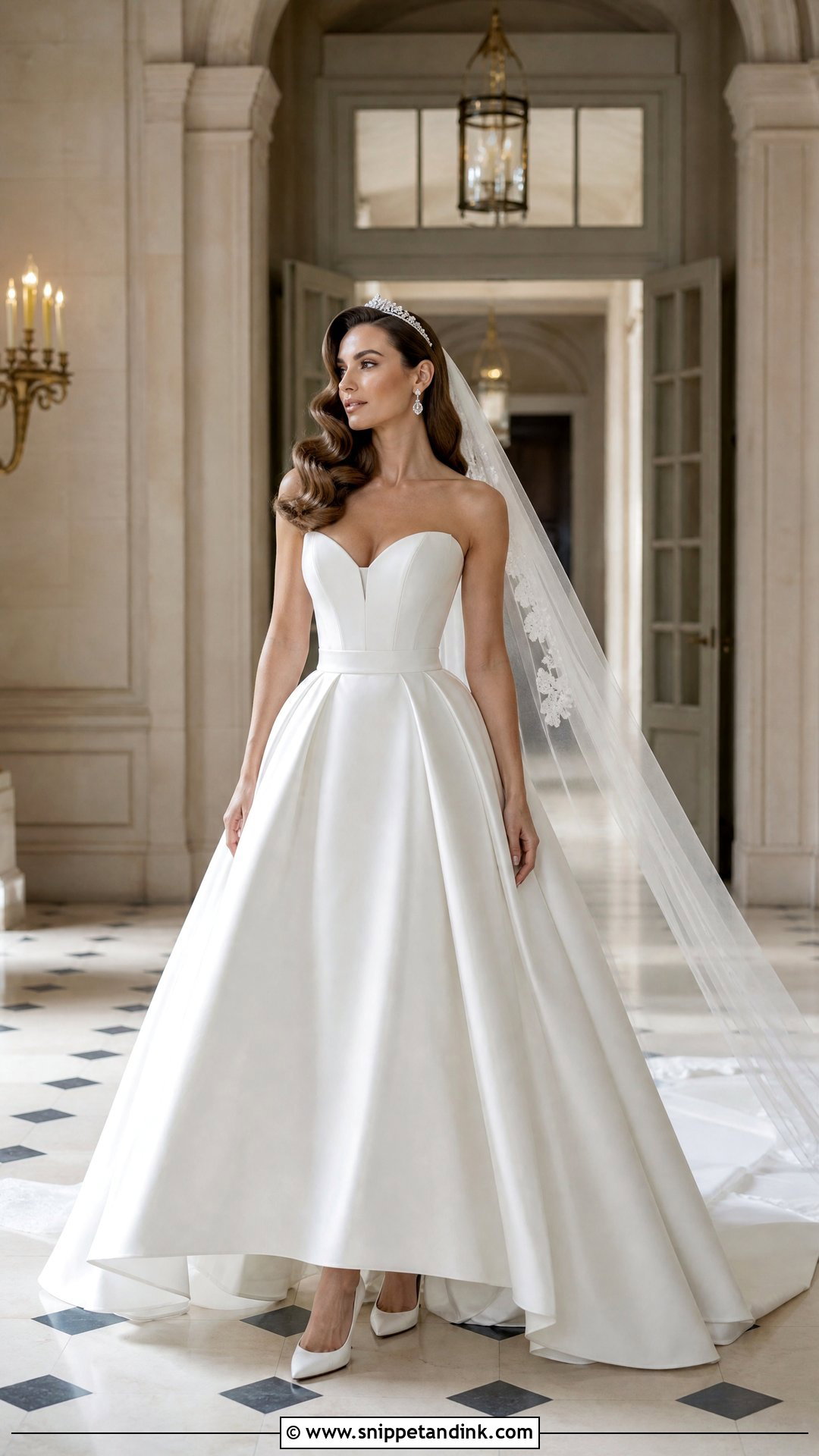 Old Hollywood Waves With Tiara - Snippet and Ink - 20 Old Hollywood Waves Wedding Ideas