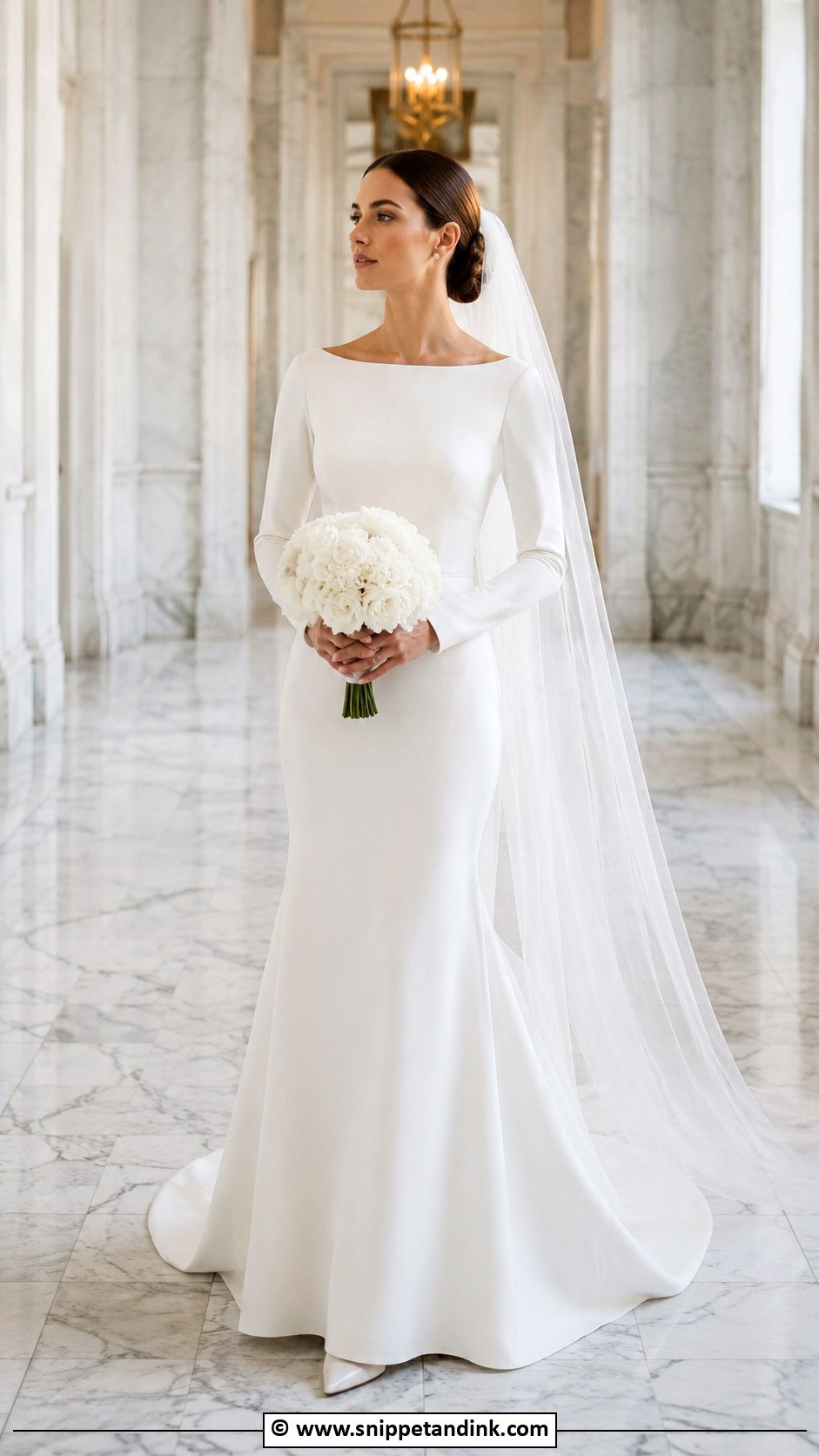 Old Money Bateau Neck Wedding Dress - Snippet and Ink - 30 Old Money Wedding Dress Ideas