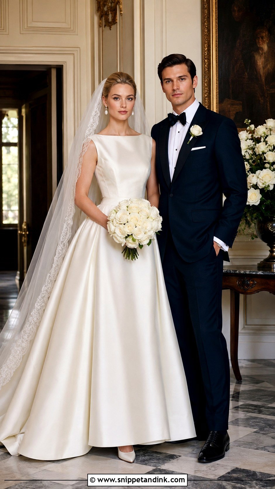 Old Money Bridal Couple Outfit - Snippet and Ink - 20 Bridal Couple Ideas