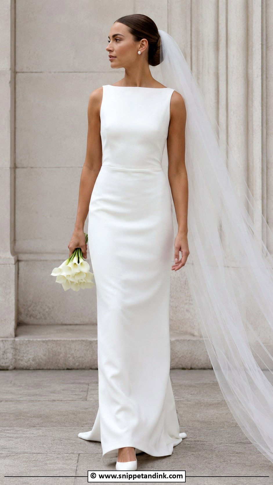 Old Money Crepe Column Wedding Dress - Snippet and Ink - 30 Old Money Wedding Dress Ideas