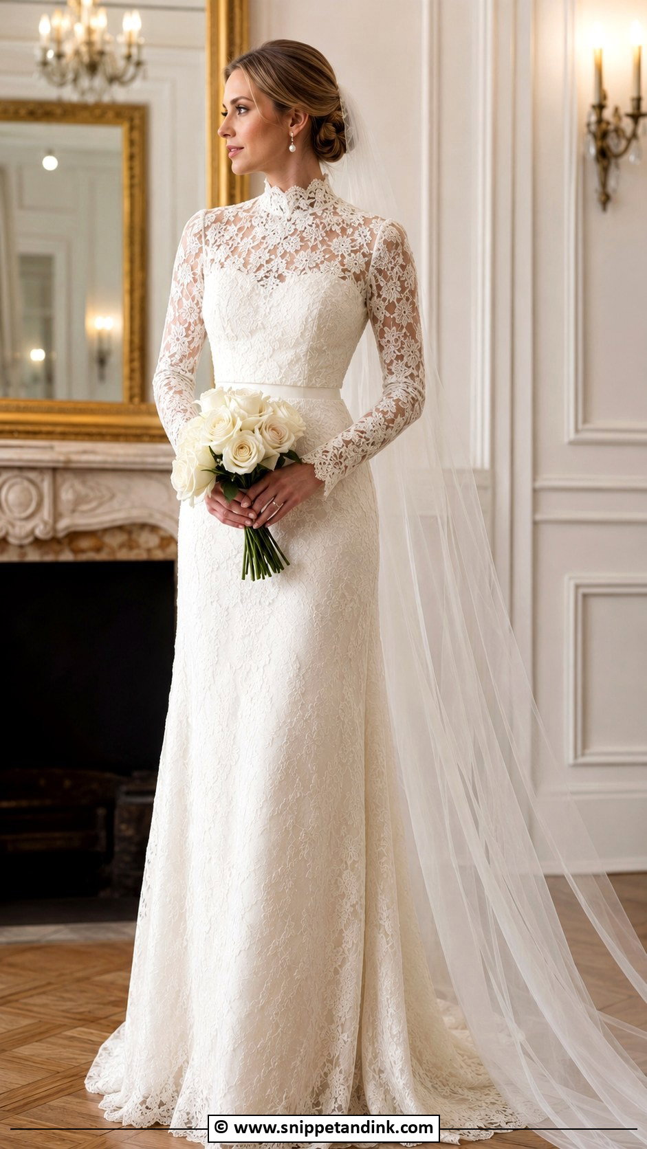 Old Money High Neck Wedding Dress - Snippet and Ink - 30 Old Money Wedding Dress Ideas