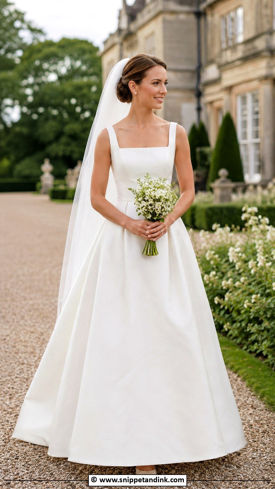 Old Money Square Neck Wedding Dress - Snippet and Ink - 30 Old Money Wedding Dress Ideas